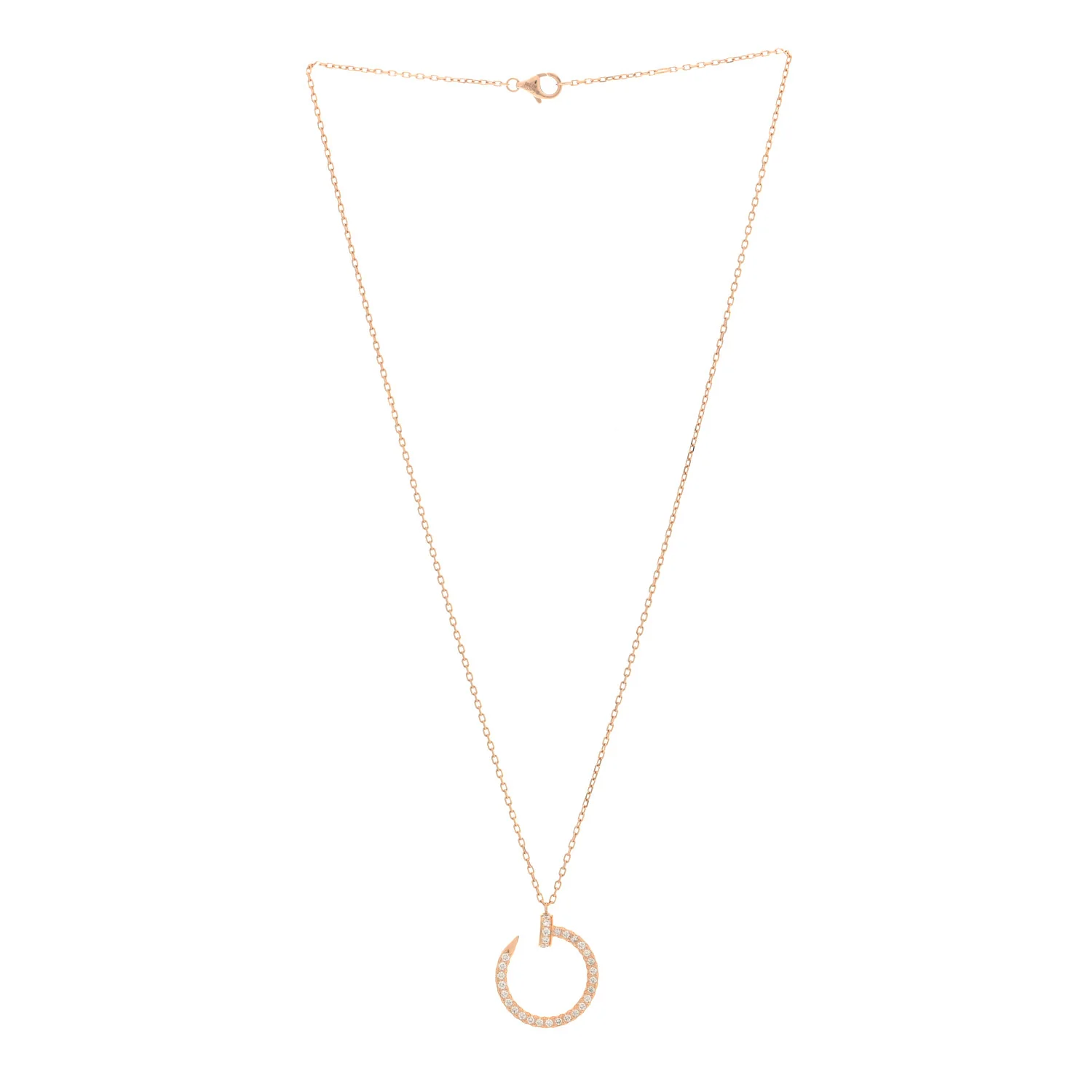 18K Pink Gold Diamond Juste Un Clou Paved Pendant Necklace - Image 3