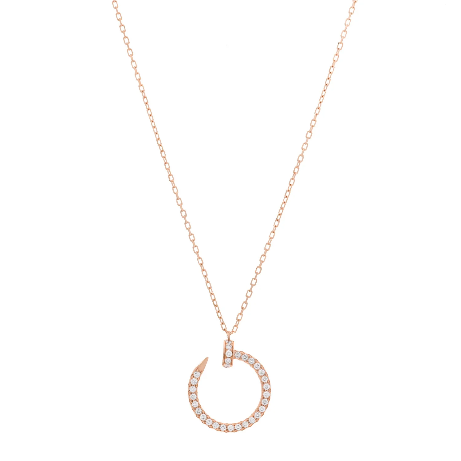 18K Pink Gold Diamond Juste Un Clou Paved Pendant Necklace