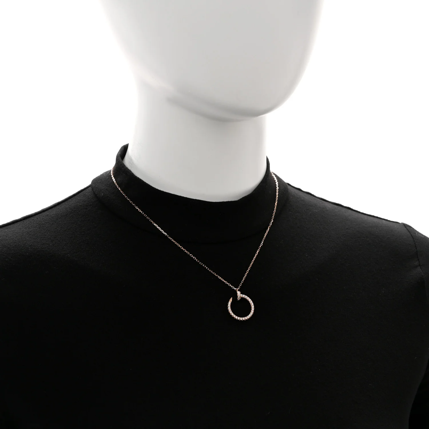 18K Pink Gold Diamond Juste Un Clou Paved Pendant Necklace - Image 2