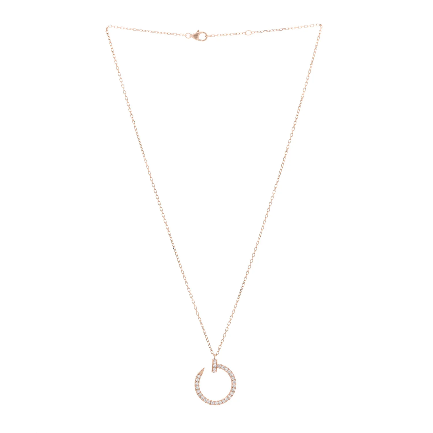 18K Pink Gold Diamond Juste Un Clou Paved Pendant Necklace - Image 3