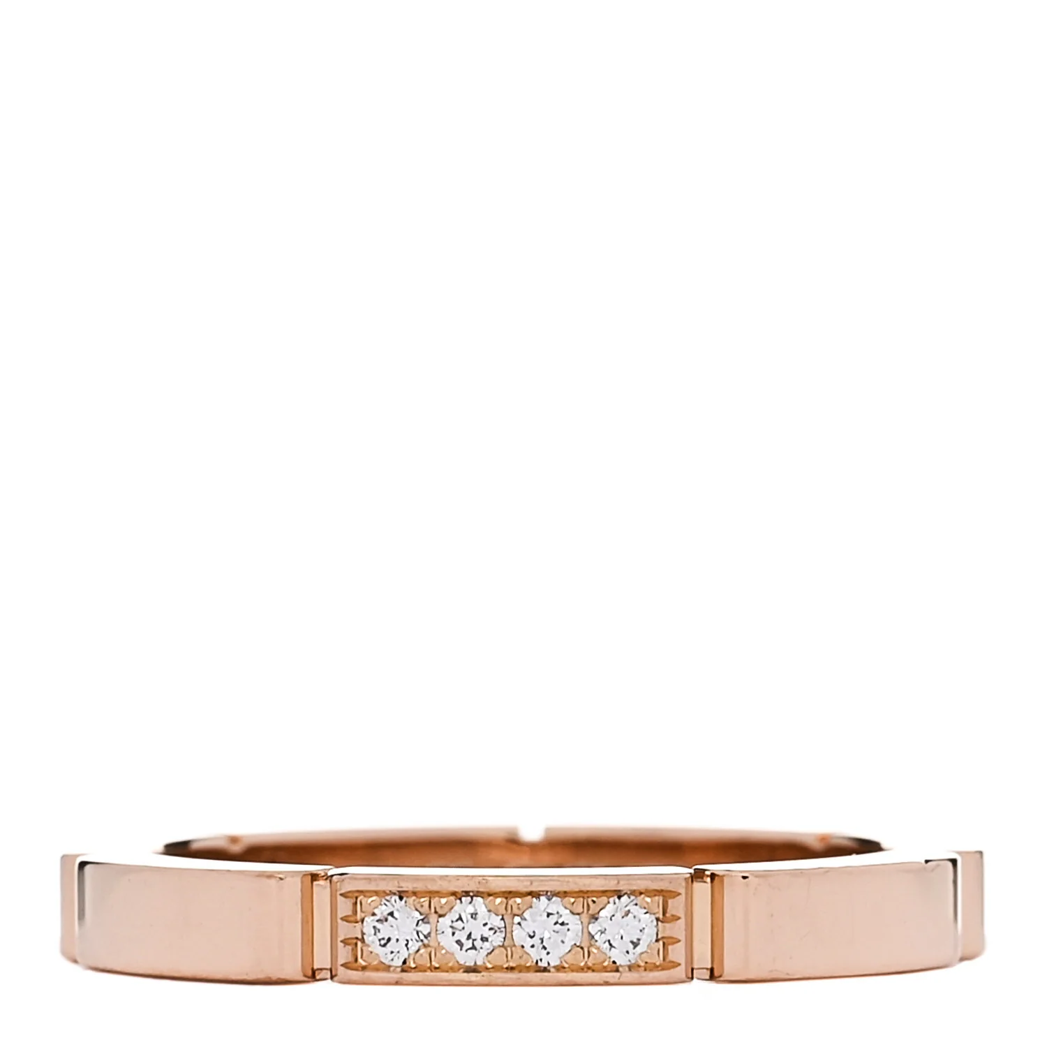 18K Pink Gold Diamond Maillon Panthere Wedding Band Ring 53 6.5