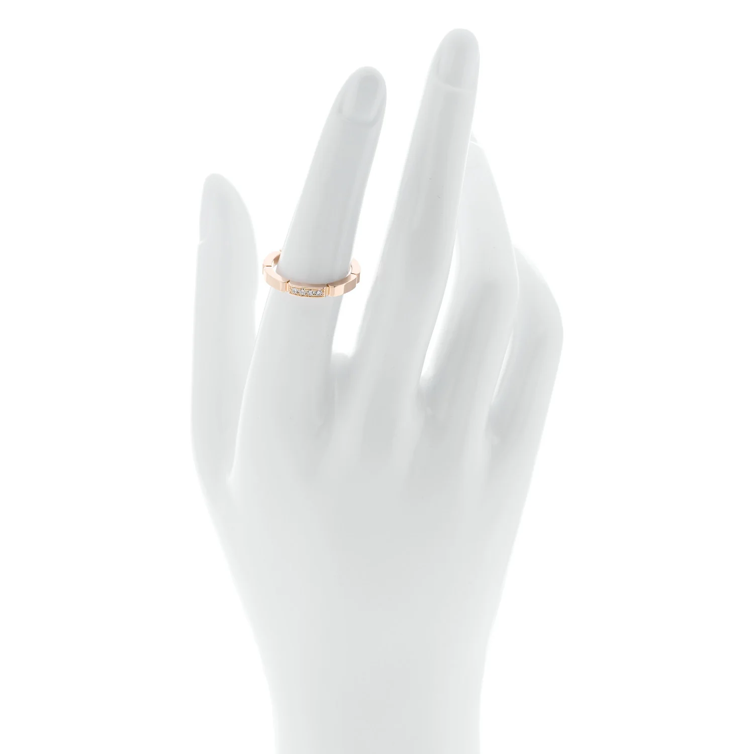 18K Pink Gold Diamond Maillon Panthere Wedding Band Ring 53 6.5 - Image 2
