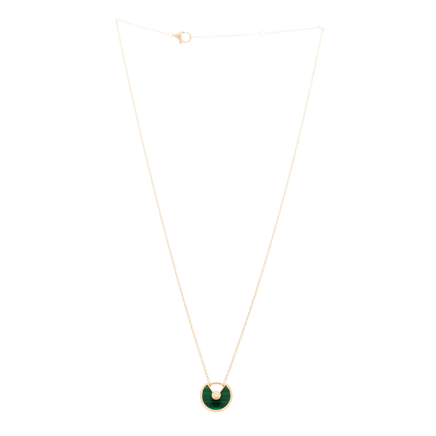 18K Pink Gold Diamond Malachite XS Amulette de Cartier Pendant Necklace - Image 3
