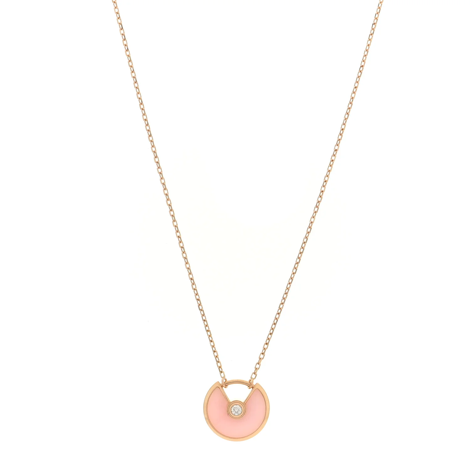 18K Pink Gold Diamond Pink Opal XS Amulette de Cartier Pendant Necklace