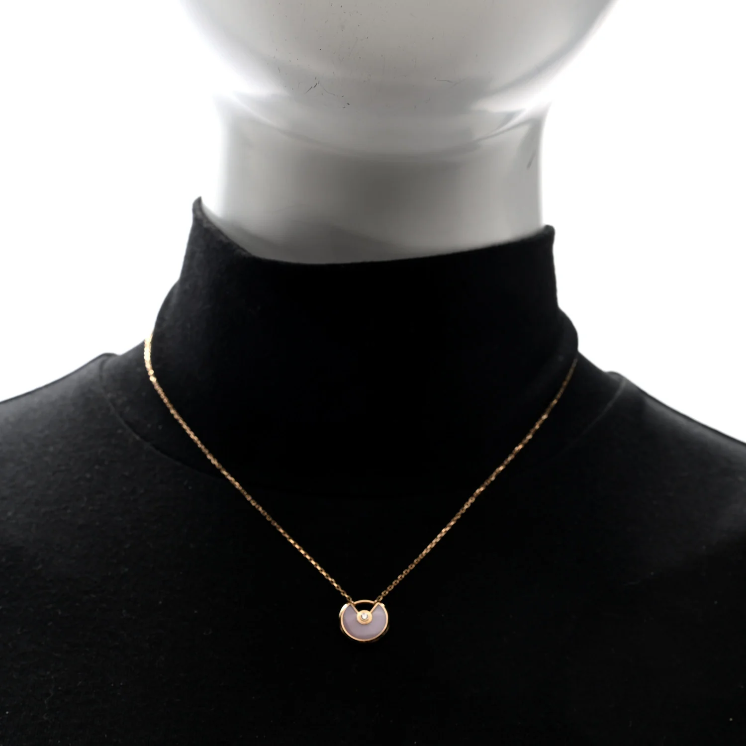 18K Pink Gold Diamond Pink Opal XS Amulette de Cartier Pendant Necklace - Image 2