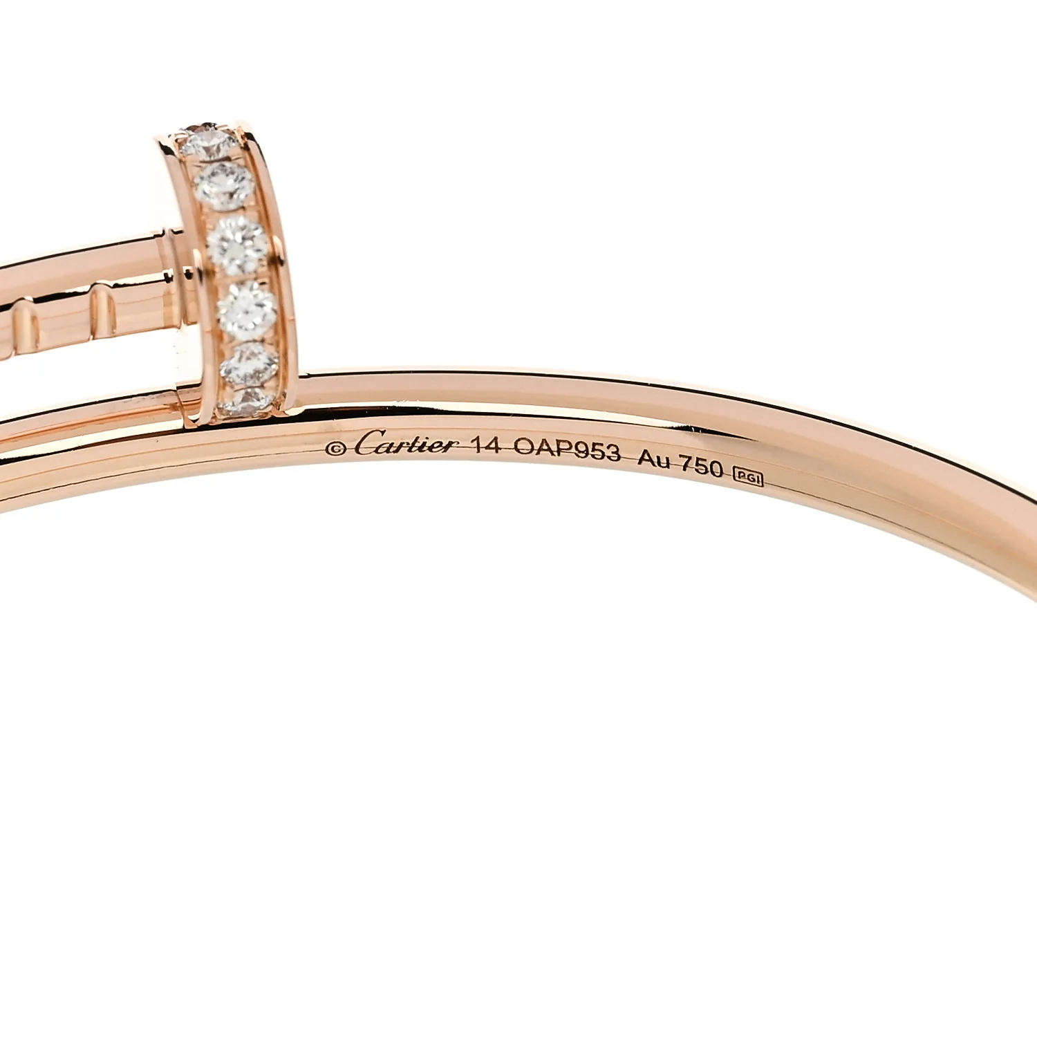 18K Pink Gold Diamond Small Juste Un Clou Bracelet 14 - Image 4
