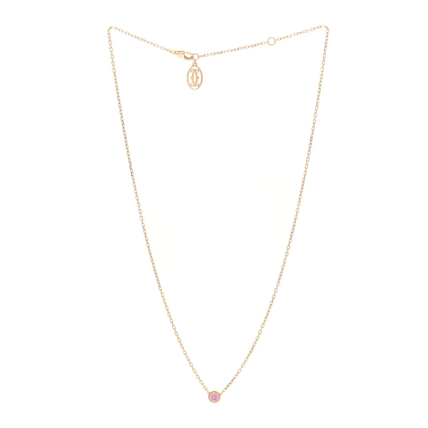 18K Pink Gold Pink Sapphire D'Amour Pendant Necklace - Image 3