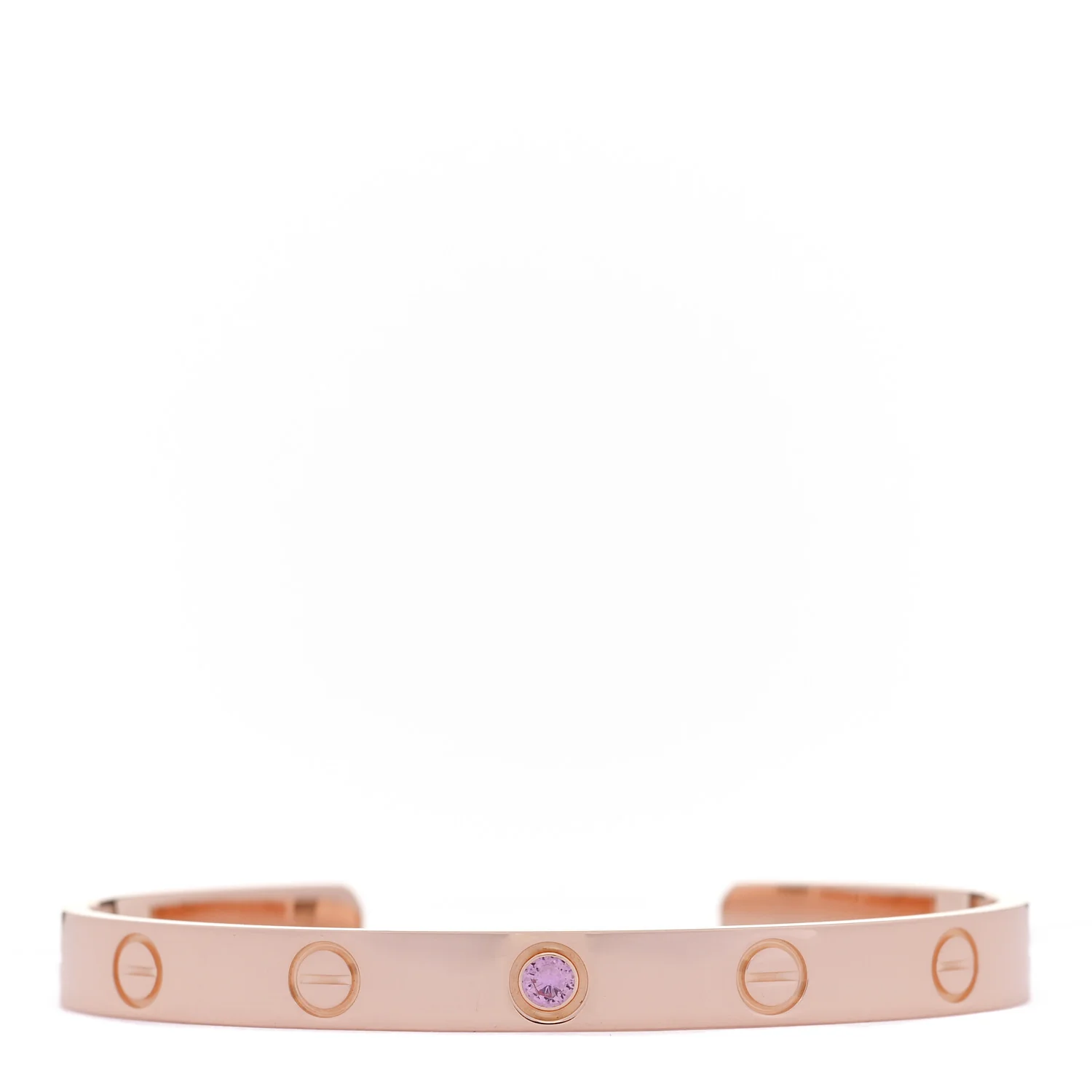 18K Pink Gold Pink Sapphire LOVE Cuff Bracelet 16