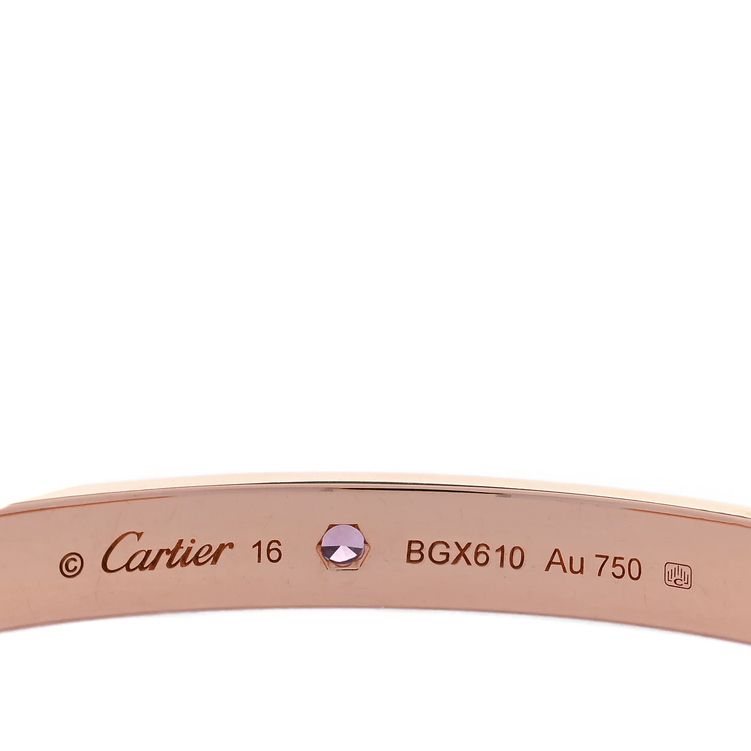 18K Pink Gold Pink Sapphire LOVE Cuff Bracelet 16 - Image 3