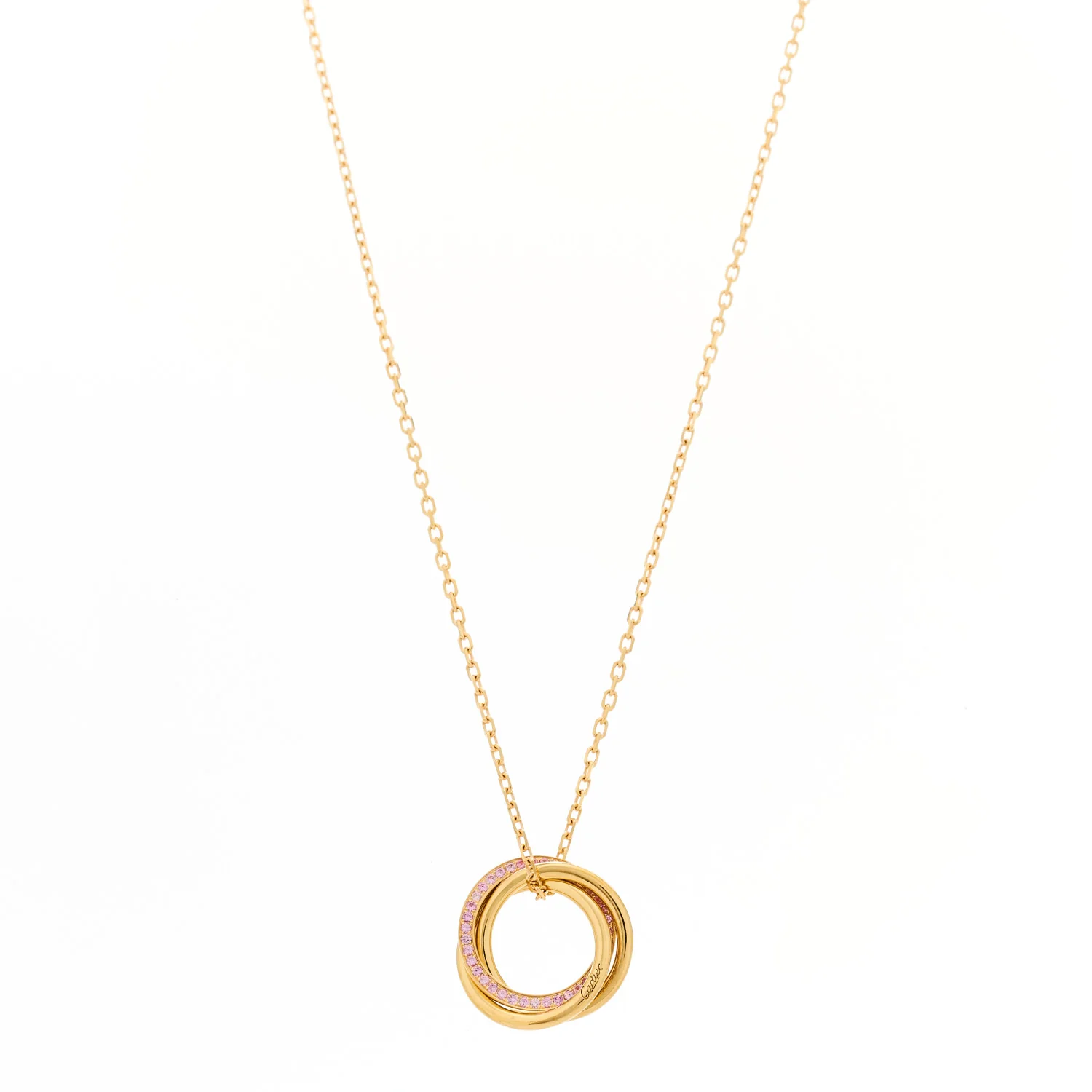 18K Pink Gold Pink Sapphire Trinity Pendant Necklace
