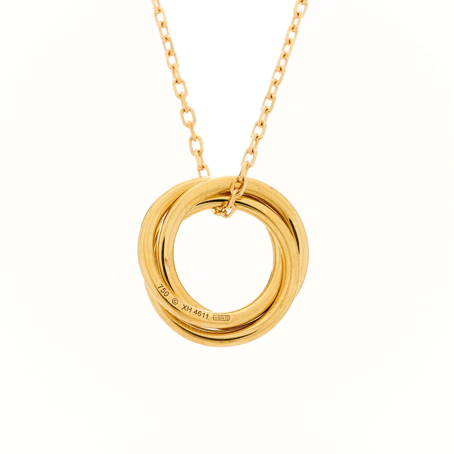 18K Pink Gold Pink Sapphire Trinity Pendant Necklace - Image 6