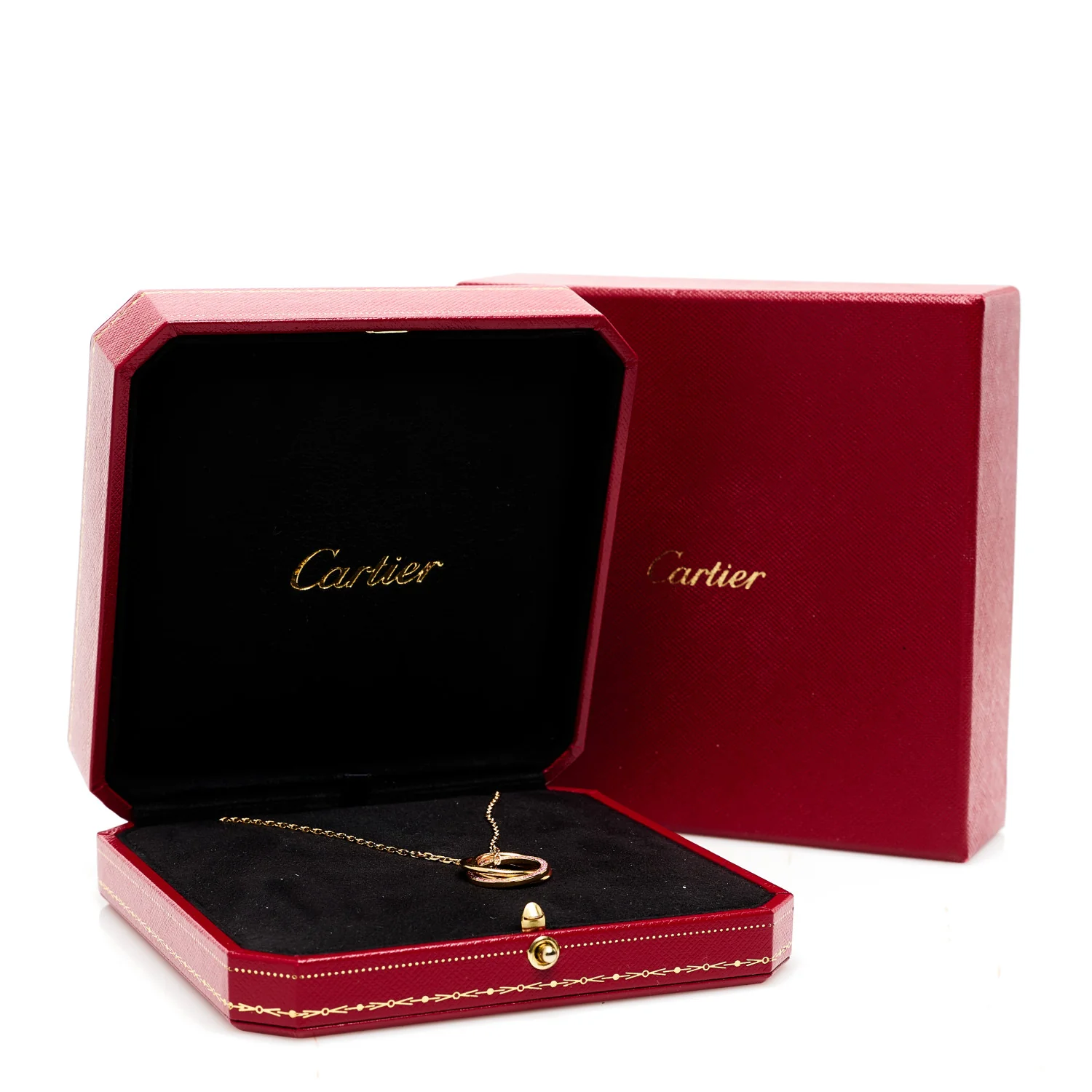 18K Pink Gold Pink Sapphire Trinity Pendant Necklace - Image 7