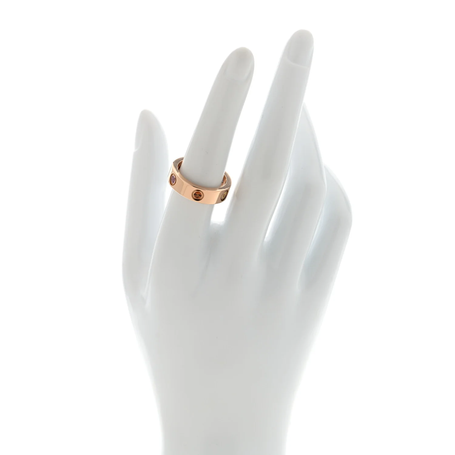 18K Pink Gold Sapphire Garnet Amethyst 5.5mm LOVE Ring 54 6.75 - Image 2