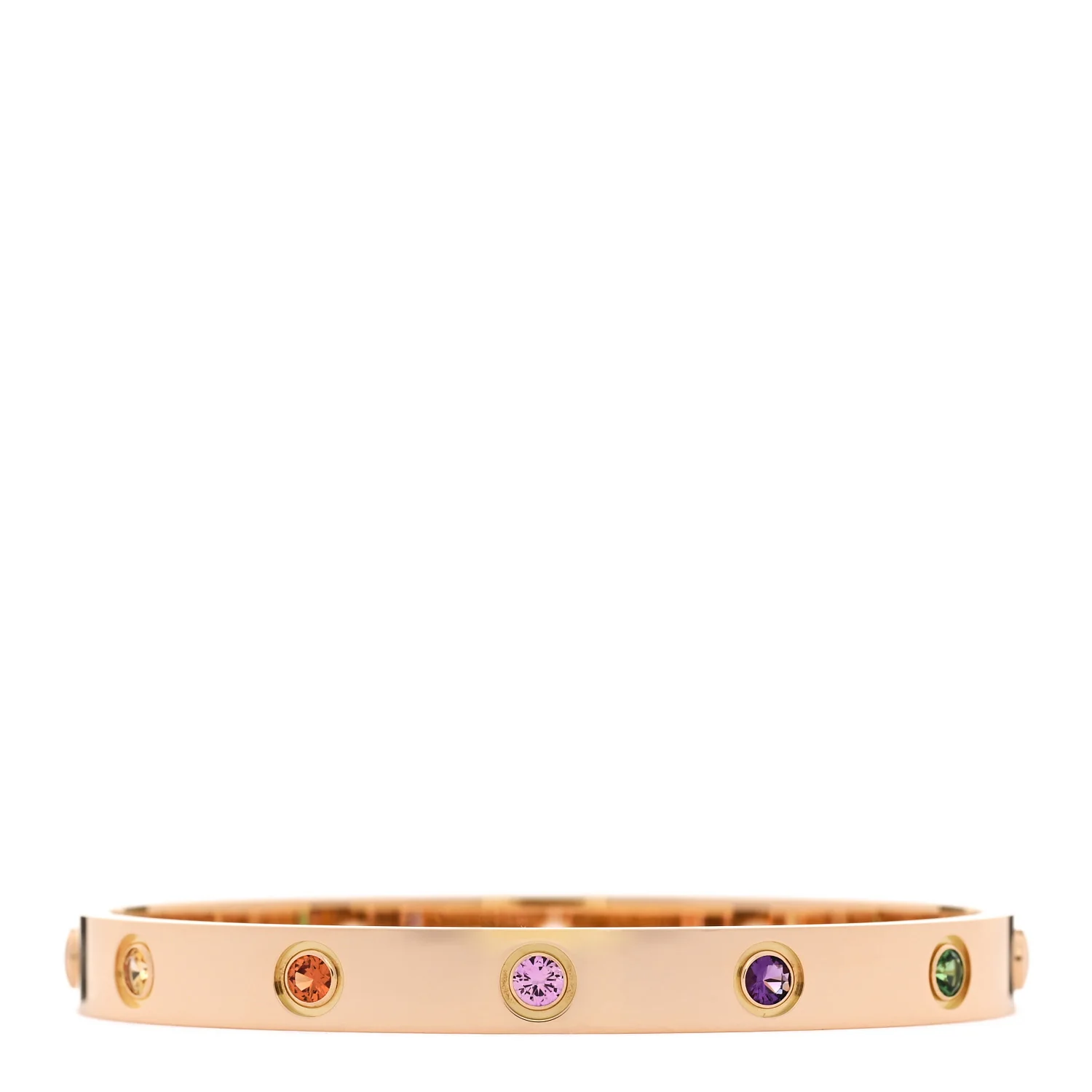 18K Pink Gold Sapphire Garnet Amethyst LOVE Bracelet 16 - Image 2