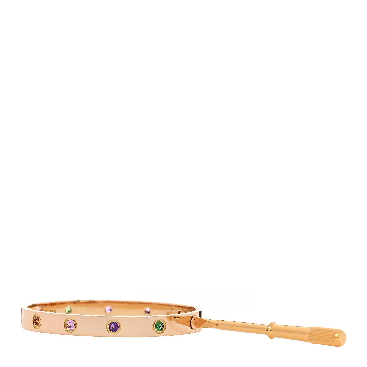 18K Pink Gold Sapphire Garnet Amethyst LOVE Bracelet 16 - Image 3