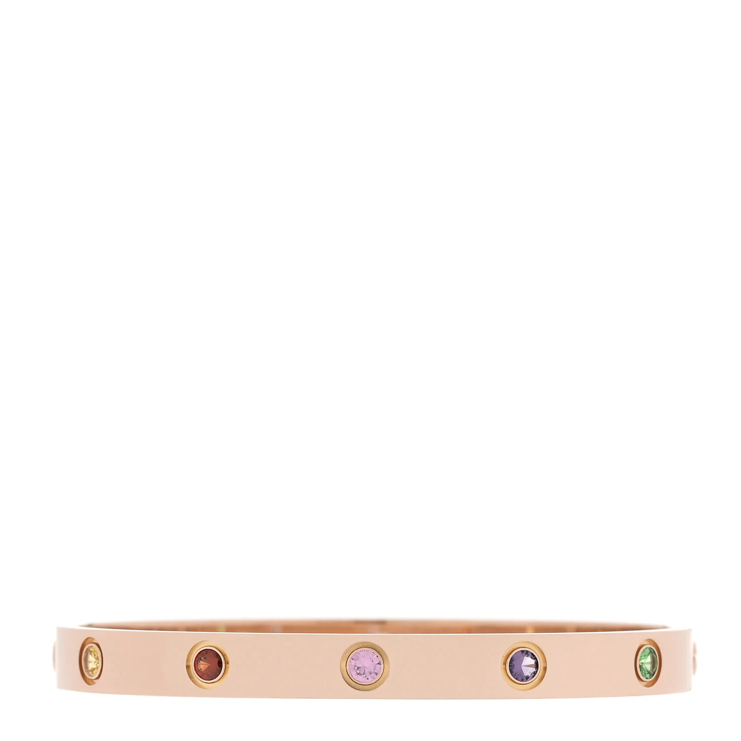 18K Pink Gold Sapphire Garnet Amethyst LOVE Bracelet 17