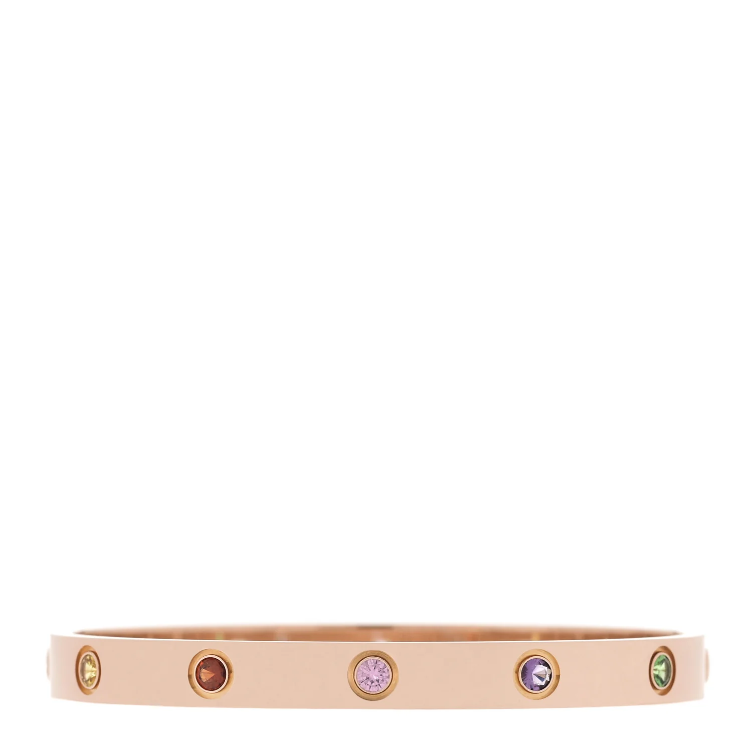 18K Pink Gold Sapphire Garnet Amethyst LOVE Bracelet 17 - Image 2