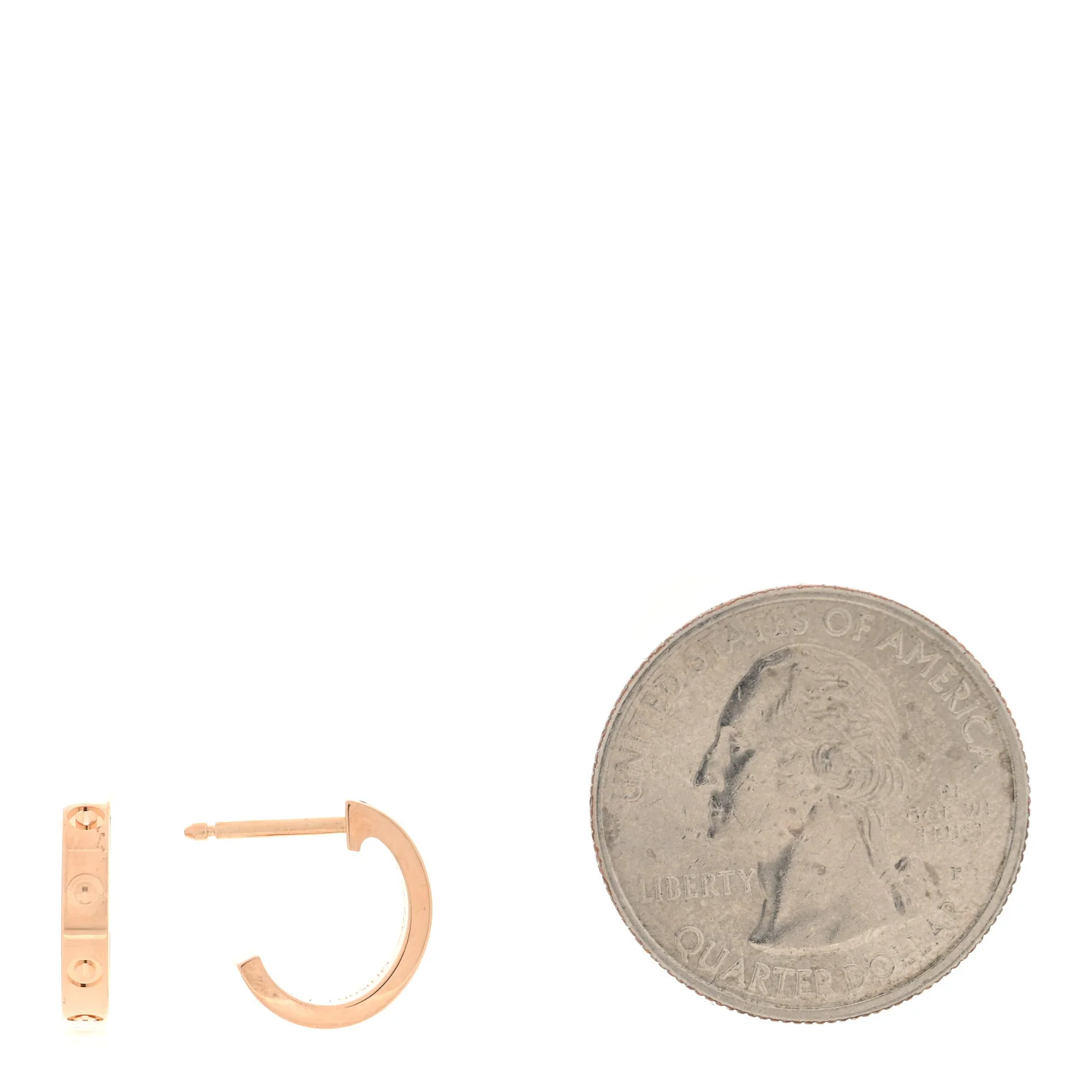 18K Pink Gold Small LOVE Hoop Earrings - Image 2