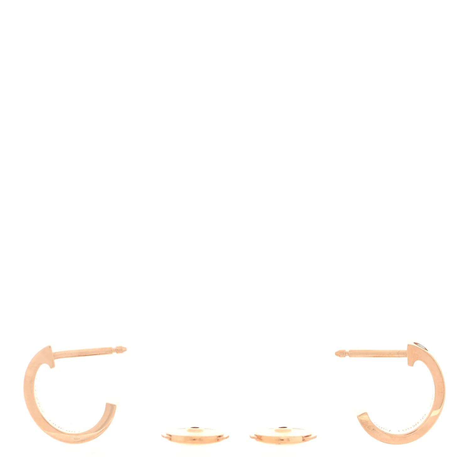 18K Pink Gold Small LOVE Hoop Earrings - Image 3