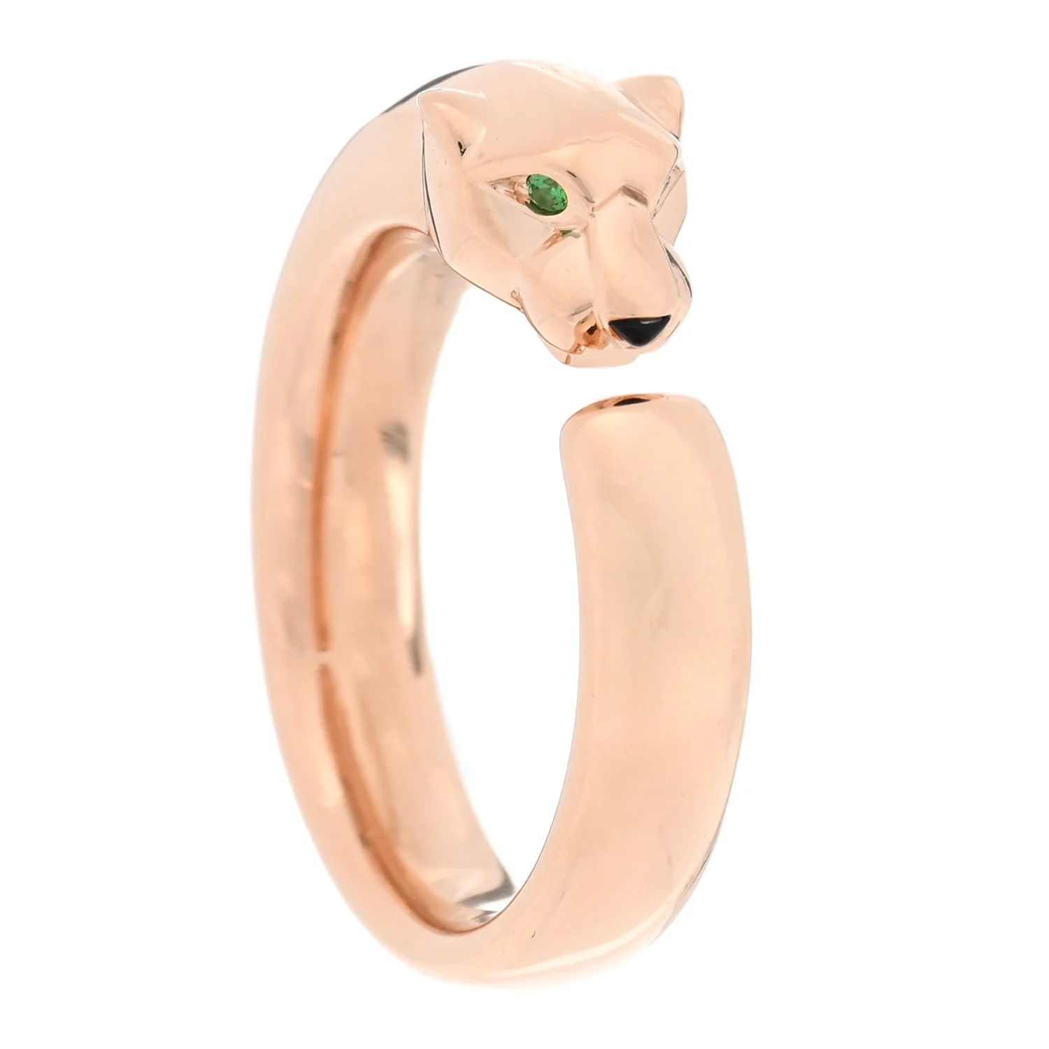 18K Pink Gold Tsavorite Black Onyx Panthere De Cartier Ring 52 6