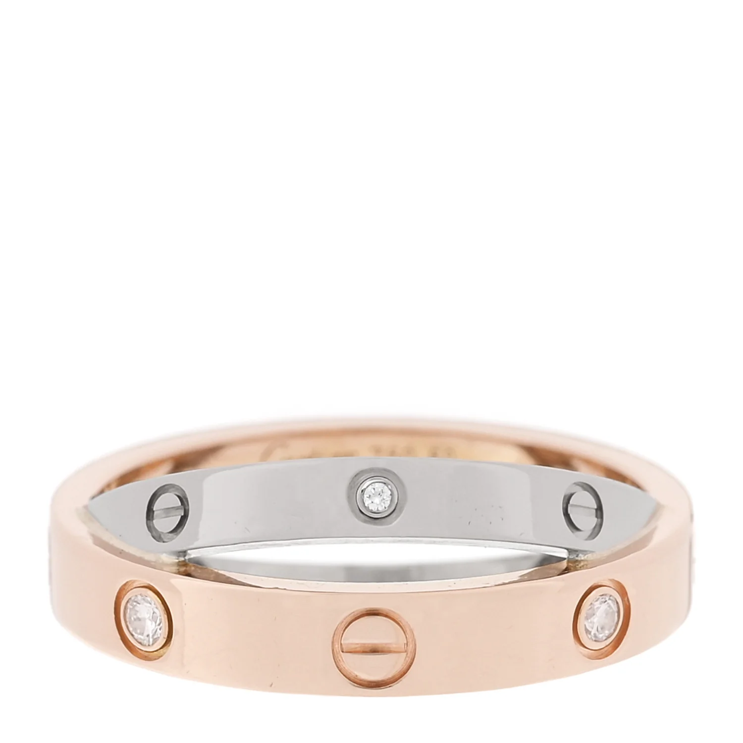 18K Pink White Gold 6 Diamond LOVE Ring 50 5.5