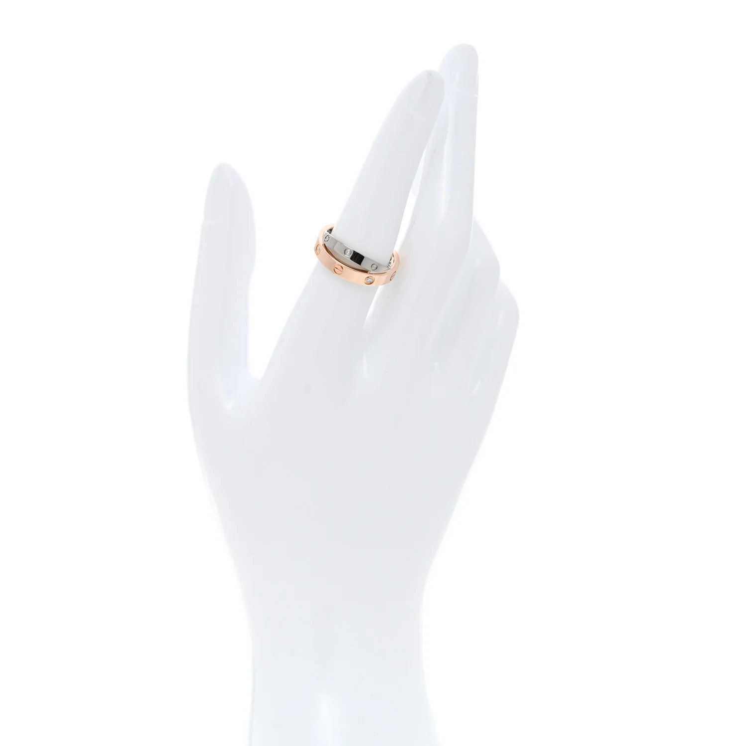 18K Pink White Gold 6 Diamond LOVE Ring 52 6 - Image 2