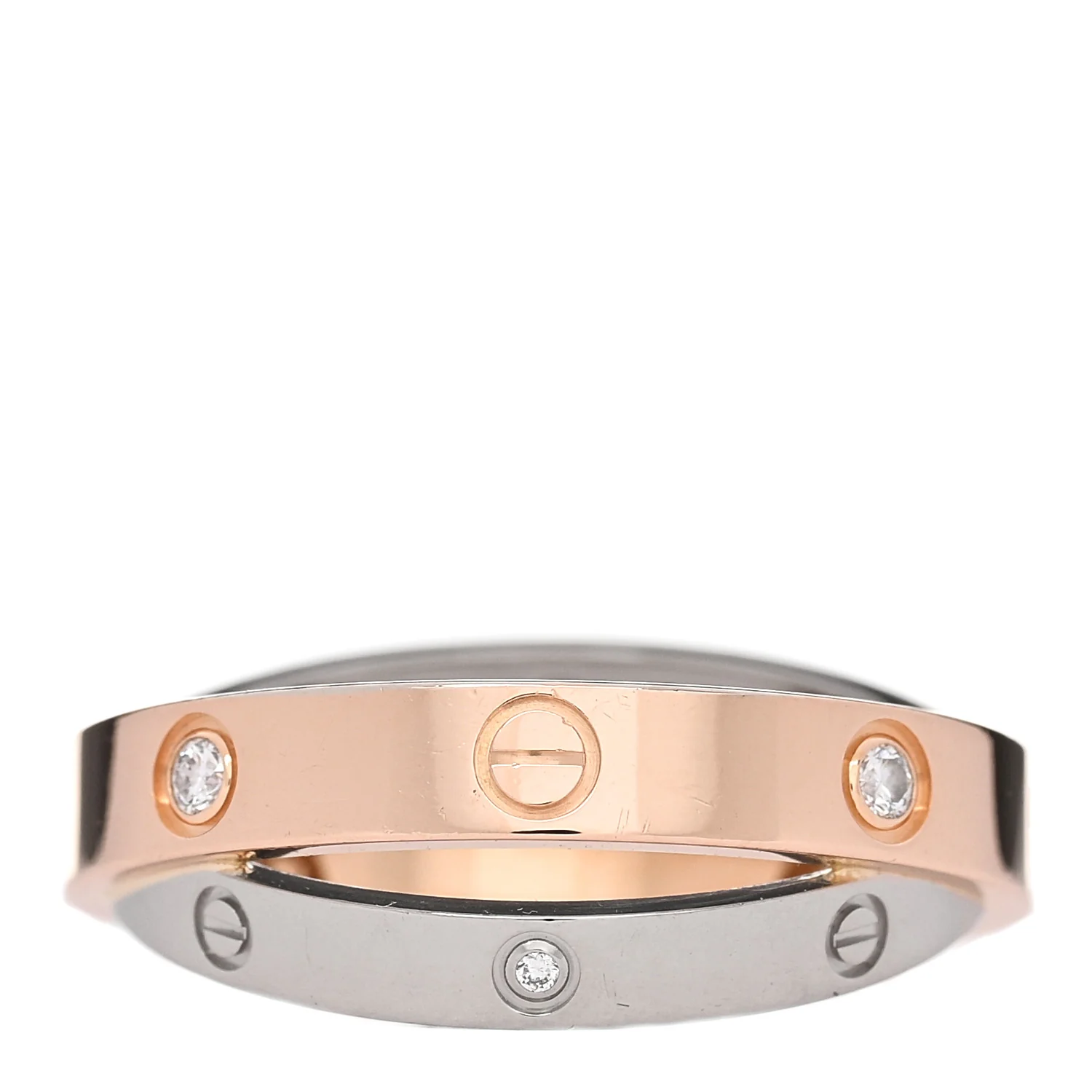 18K Pink White Gold 6 Diamond LOVE Ring 52 6 - Image 3