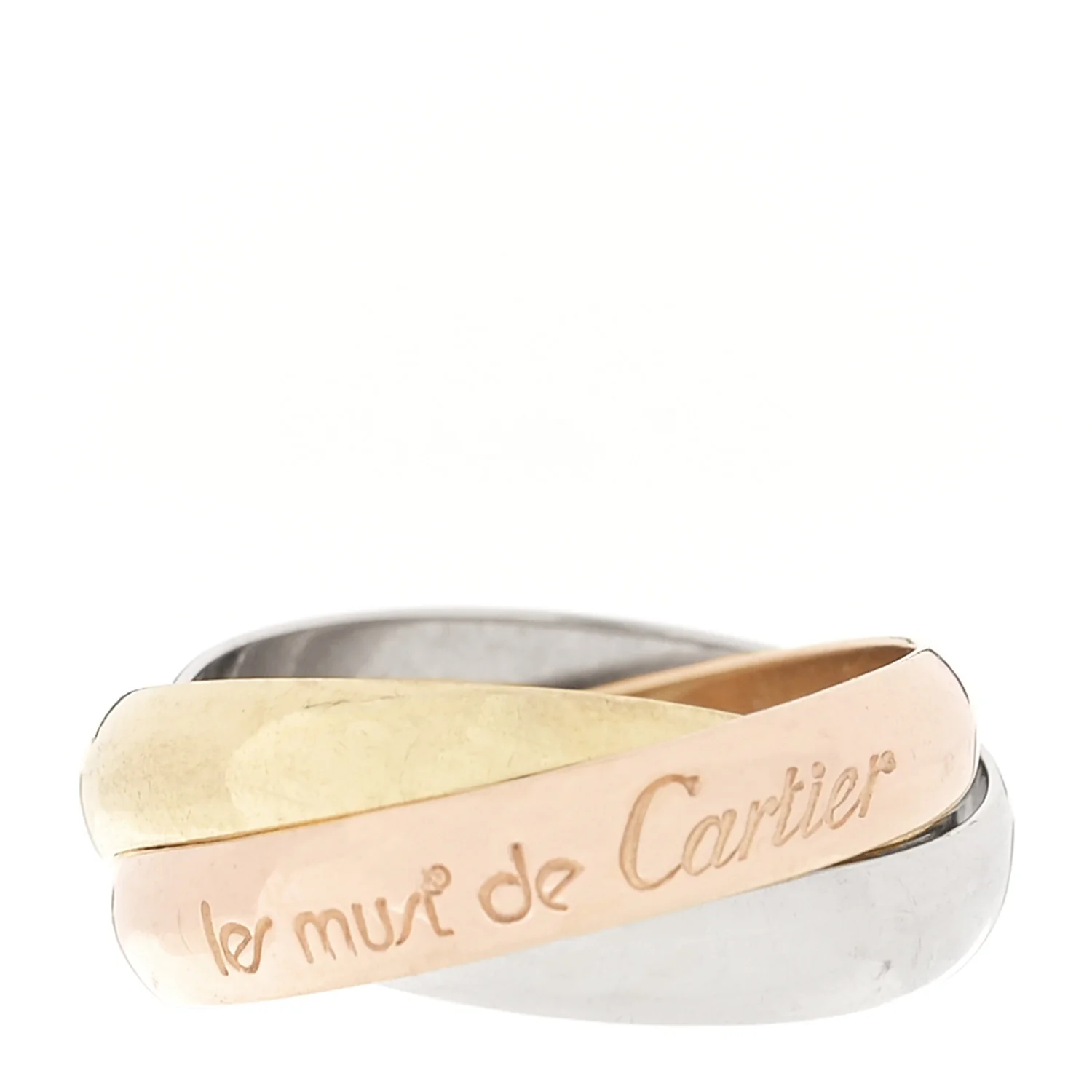 18K Pink Yellow White Gold Classic Les Must De Cartier Trinity Ring 48 4.5