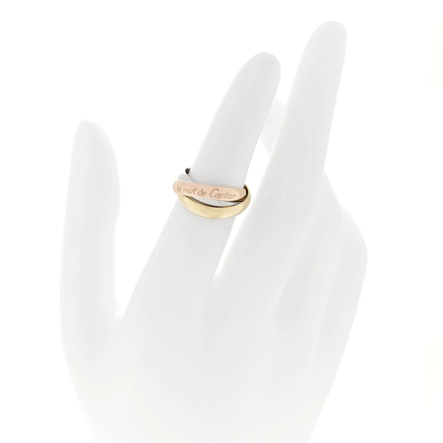 18K Pink Yellow White Gold Classic Les Must De Cartier Trinity Ring 48 4.5 - Image 2