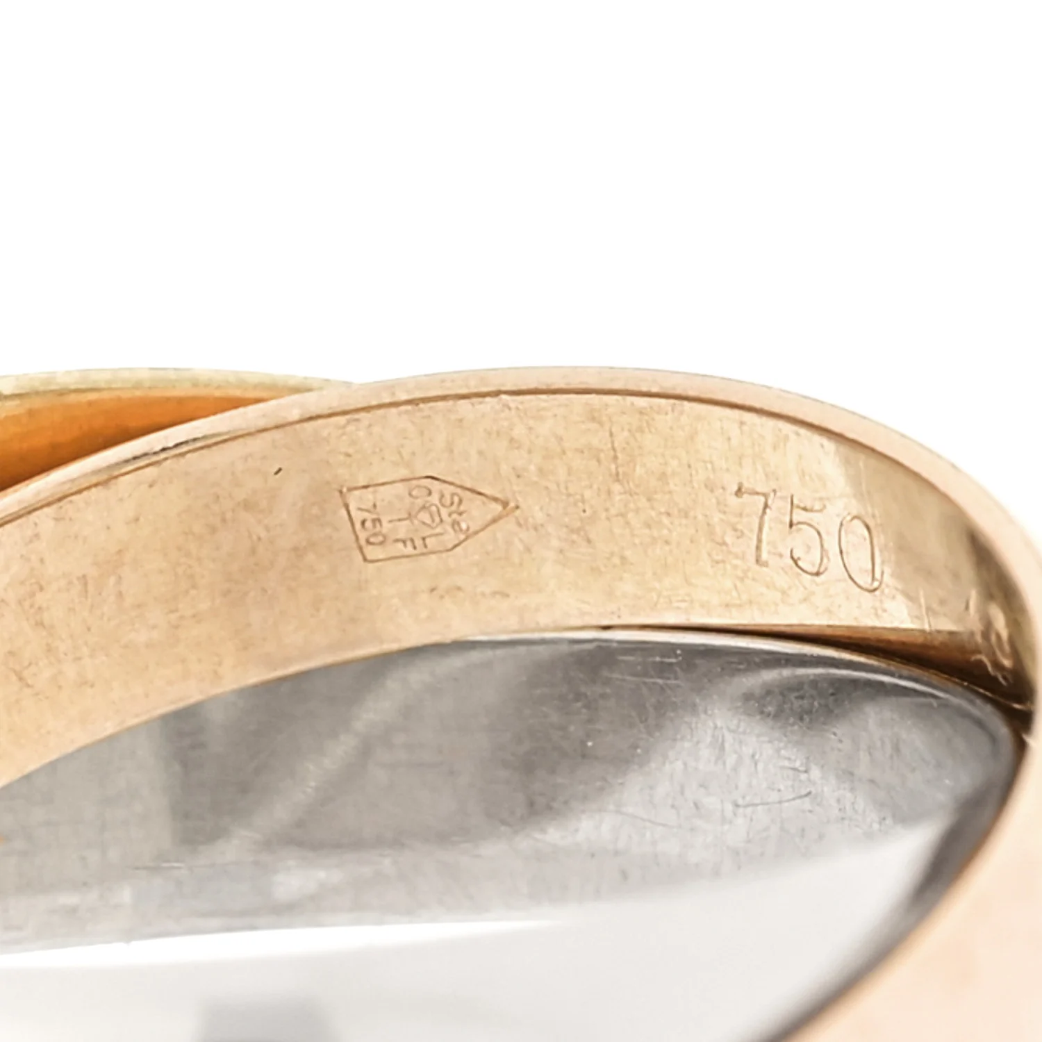 18K Pink Yellow White Gold Classic Les Must De Cartier Trinity Ring 48 4.5 - Image 4