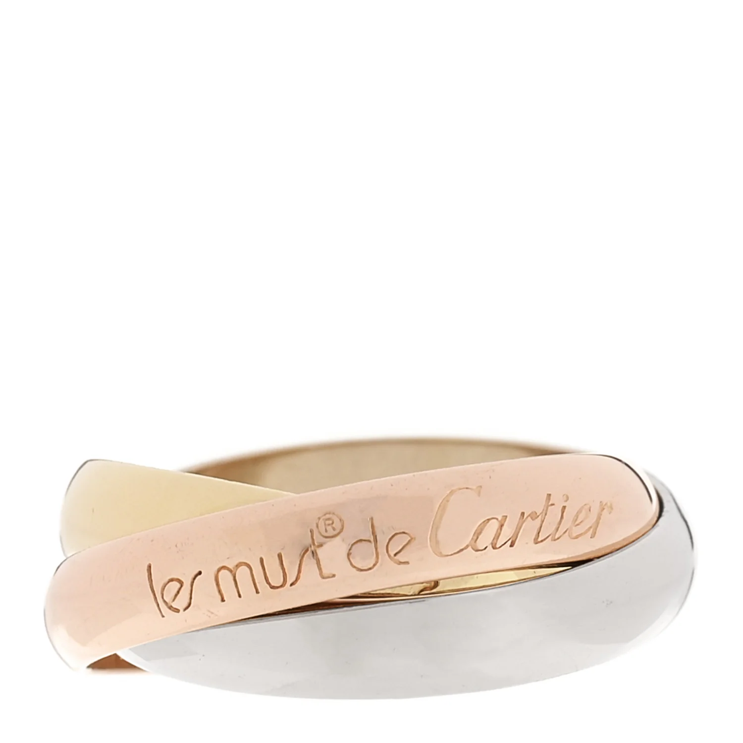 18K Pink Yellow White Gold Classic Les Must De Cartier Trinity Ring 51 5.75