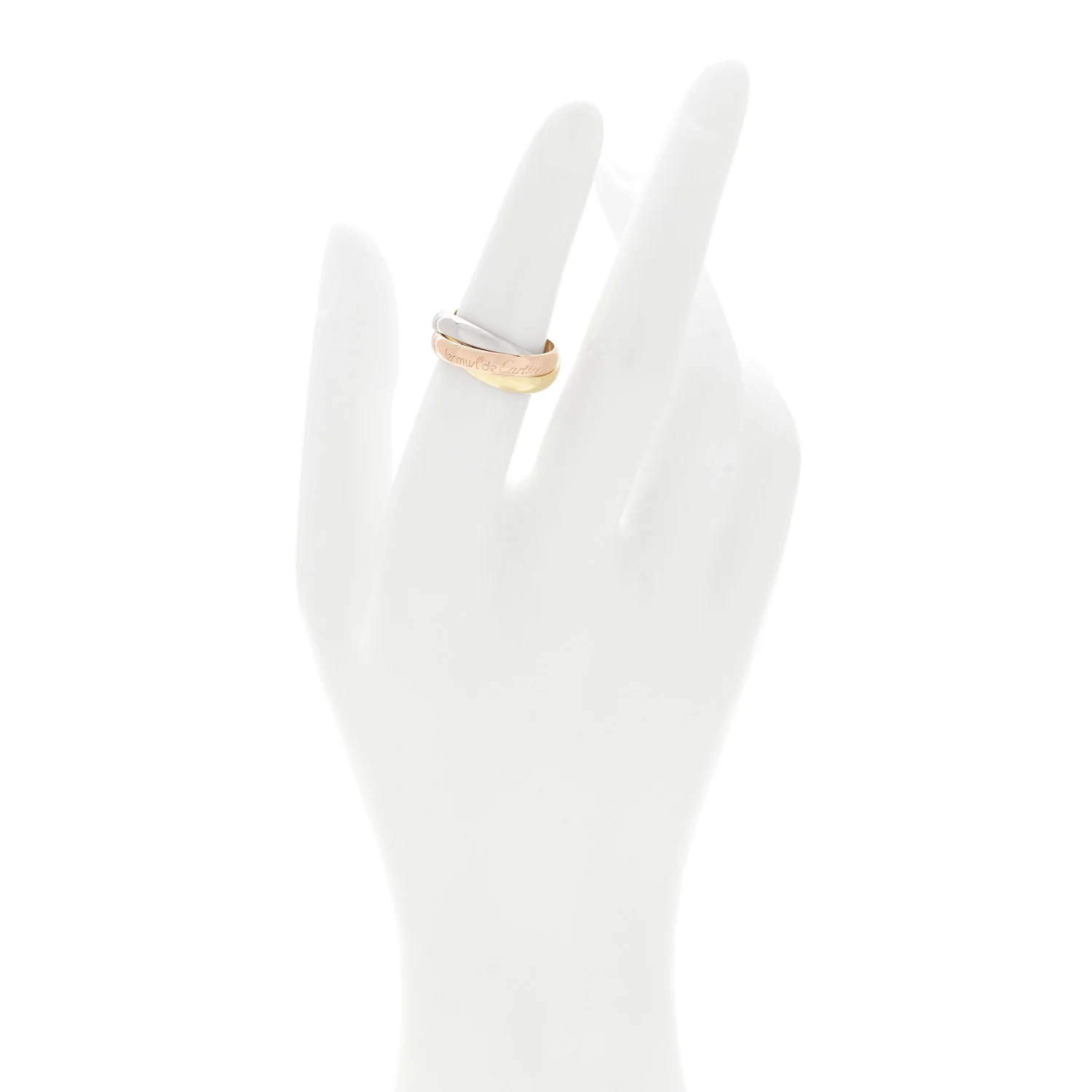 18K Pink Yellow White Gold Classic Les Must De Cartier Trinity Ring 51 5.75 - Image 2