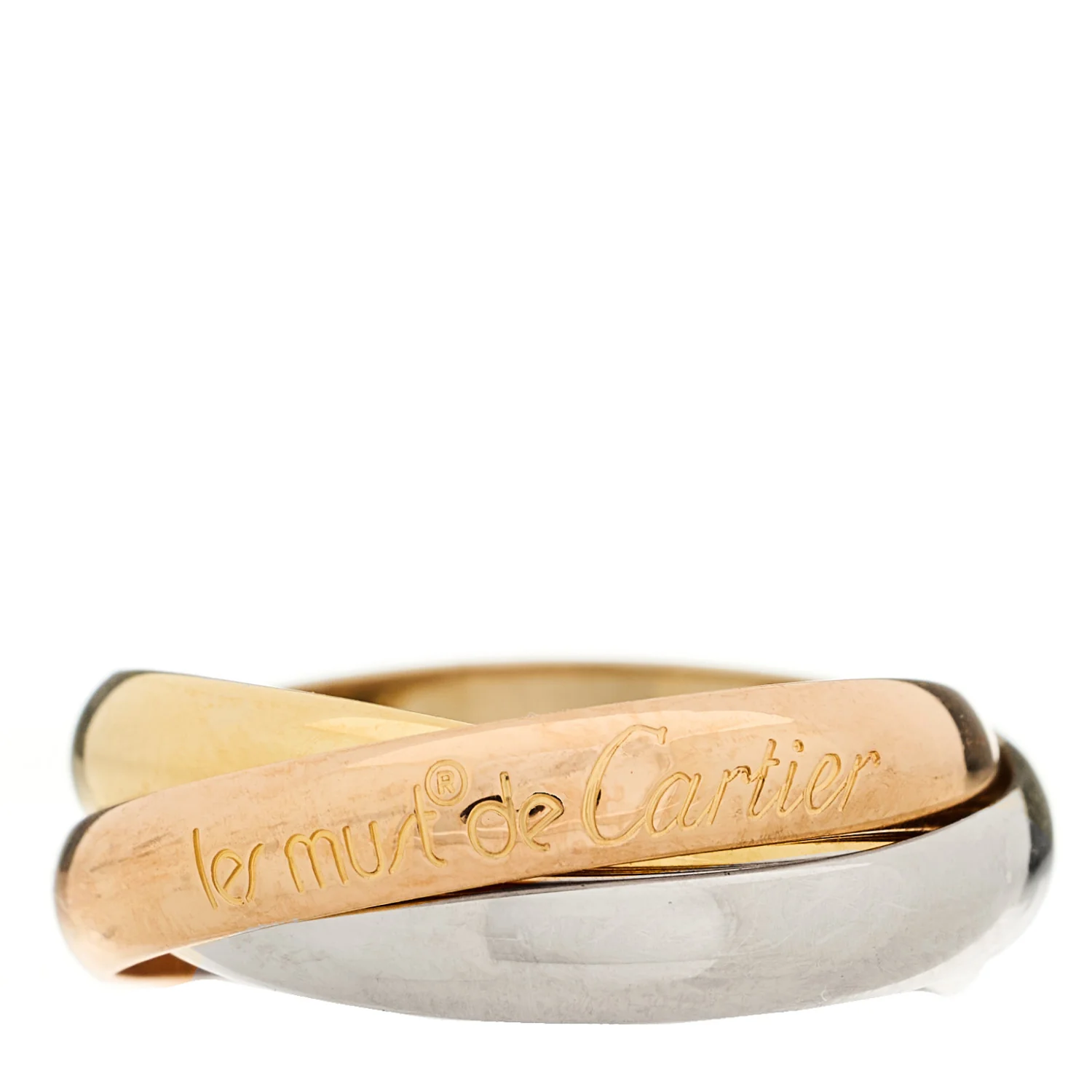18K Pink Yellow White Gold Classic Les Must De Cartier Trinity Ring 54 7