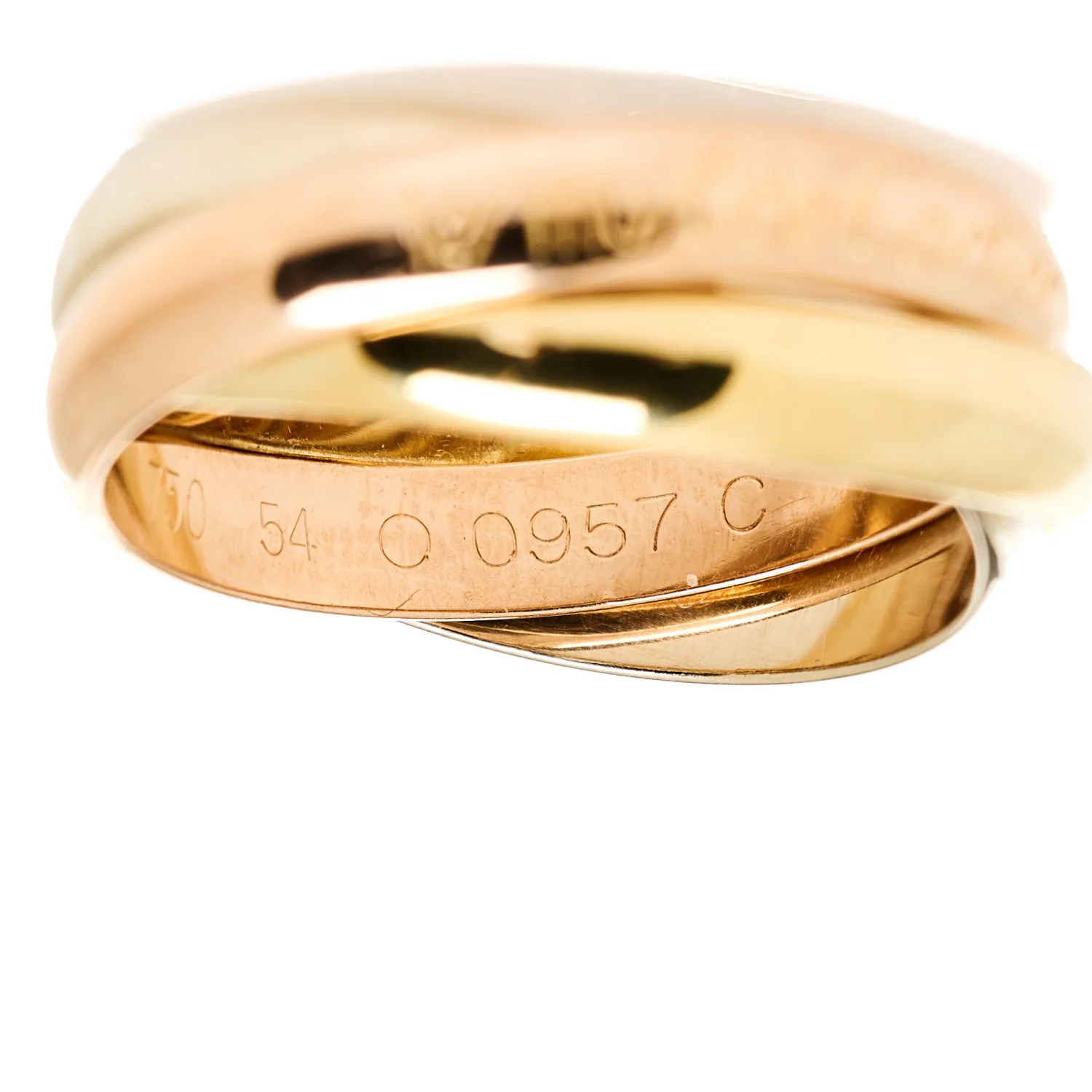 18K Pink Yellow White Gold Classic Les Must De Cartier Trinity Ring 54 7 - Image 4