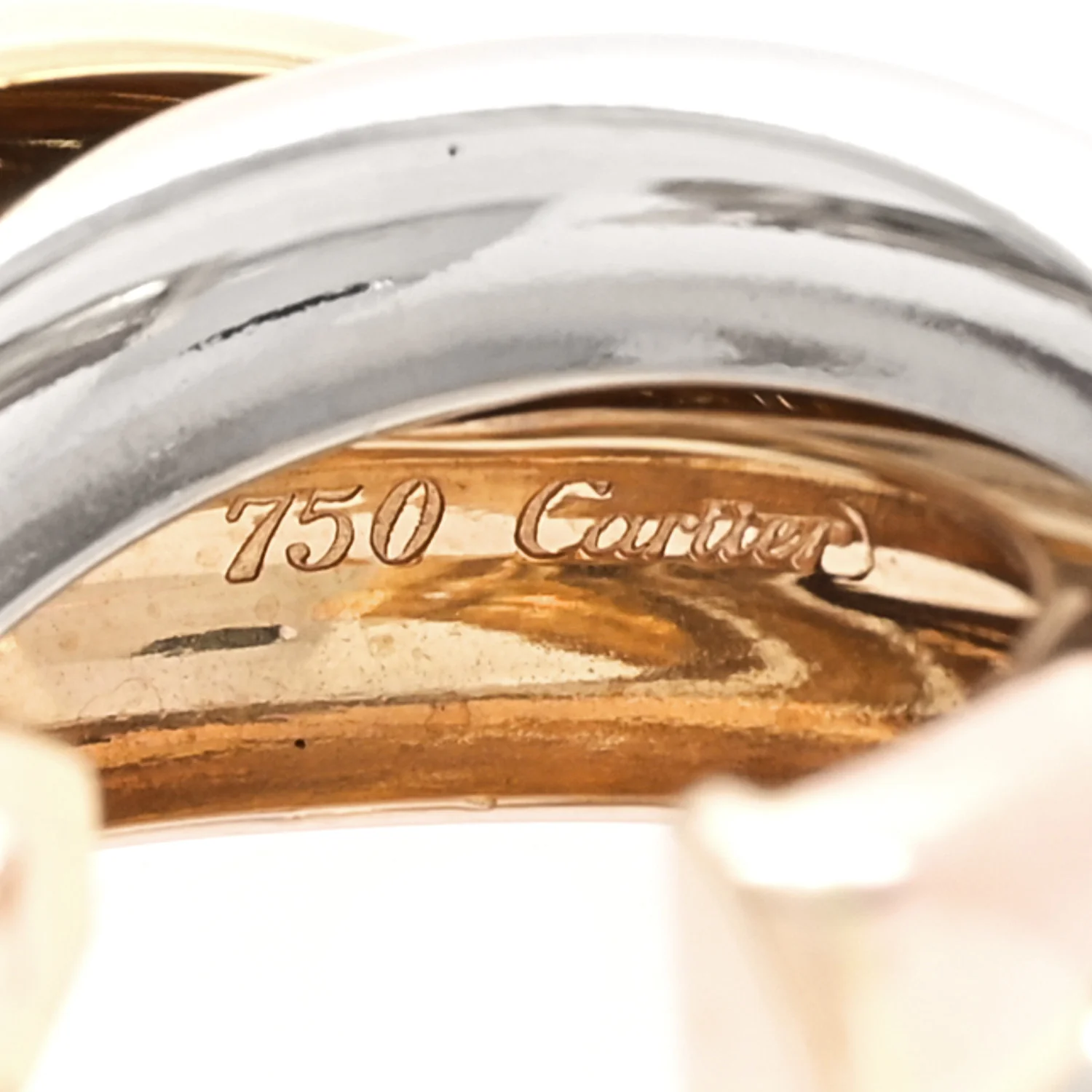 18K Pink Yellow White Gold Classic Trinity Hoop Earrings - Image 4