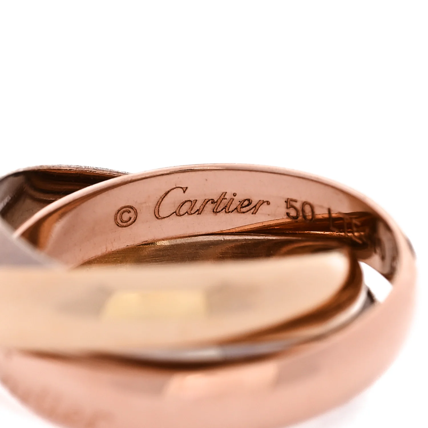 18K Pink Yellow White Gold Classic Trinity Ring 50 5.25 - Image 4