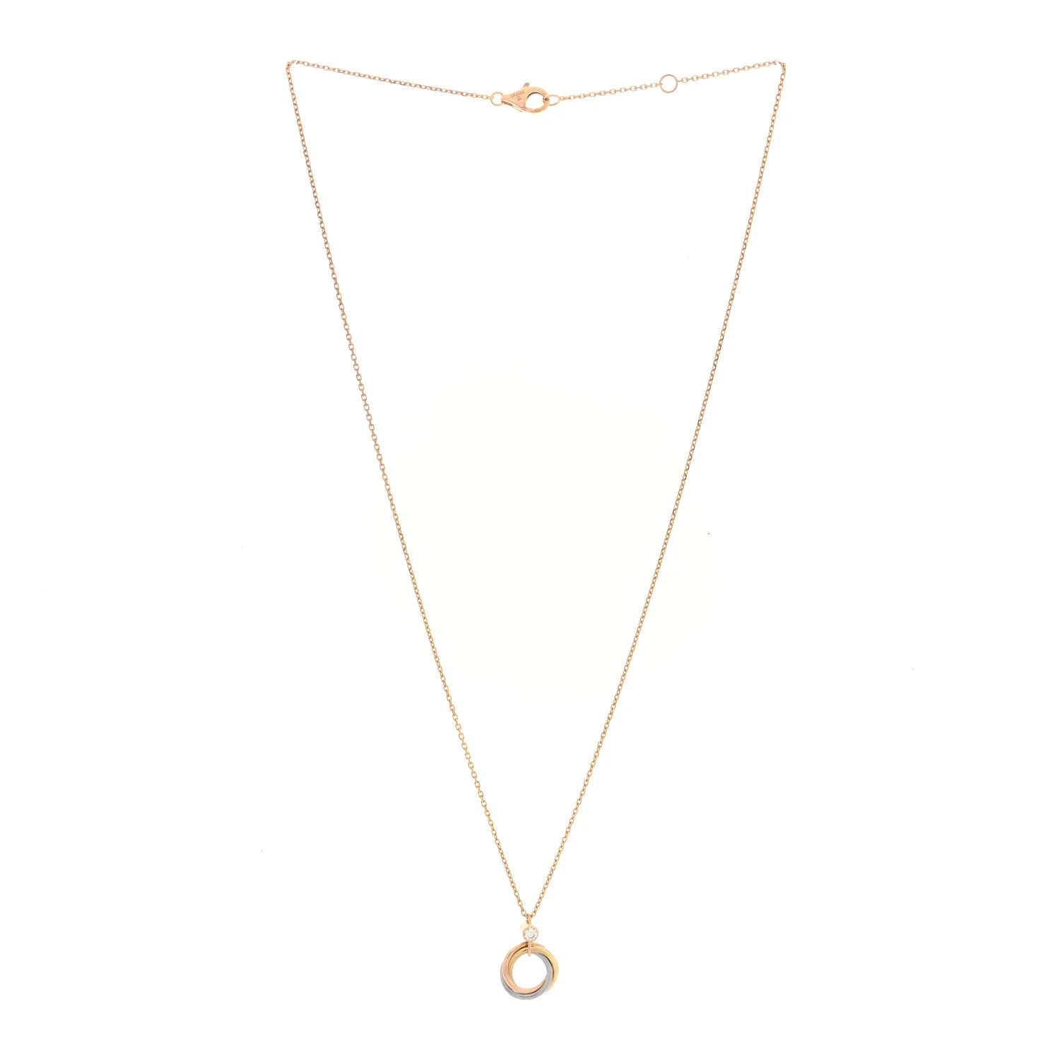 18K Pink Yellow White Gold Diamond Trinity Pendant Necklace - Image 3