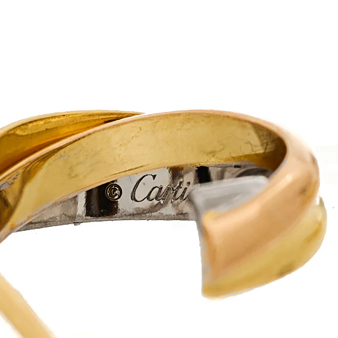 18K Pink Yellow White Gold Small Trinity Hoop Earrings - Image 4