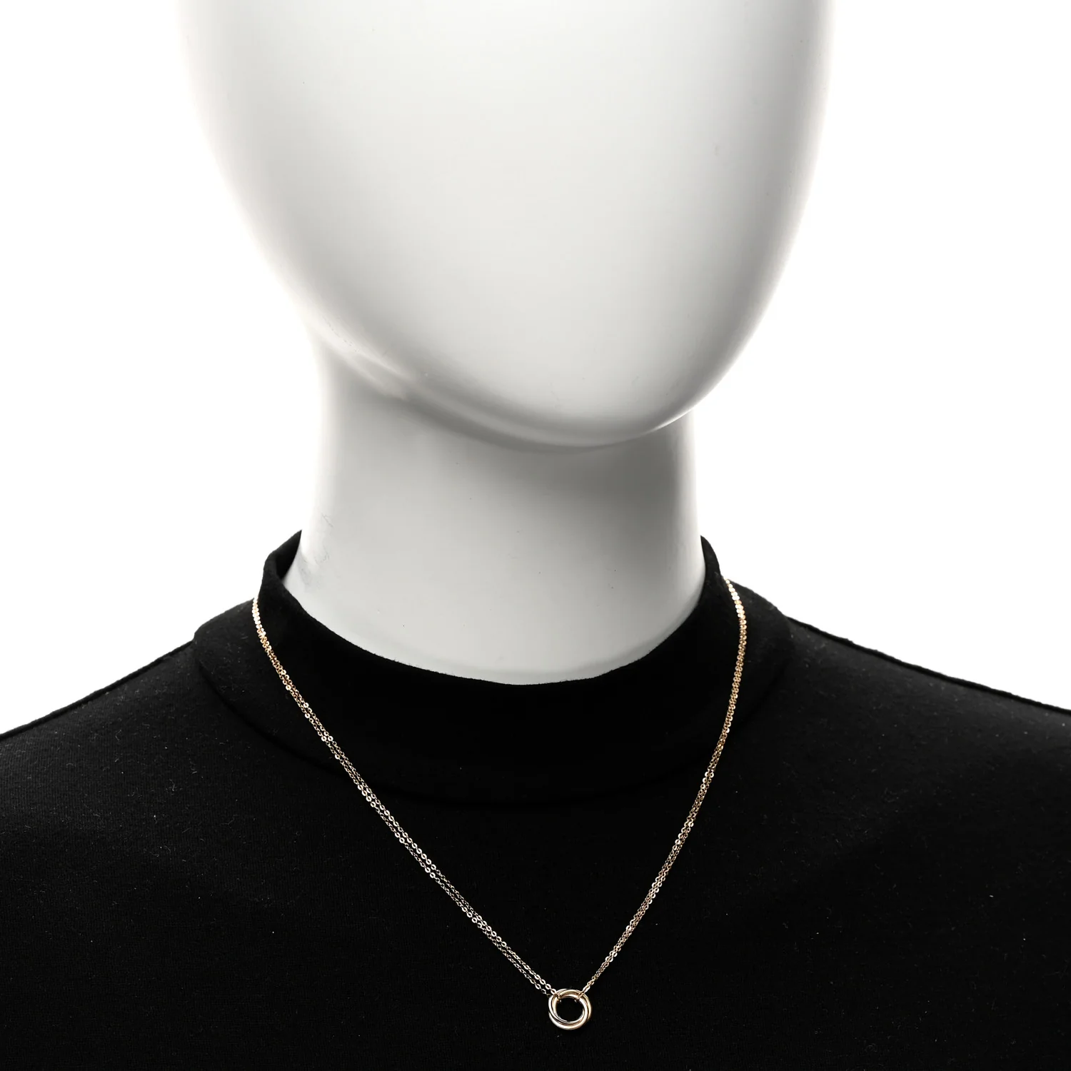 18K Pink Yellow White Gold Trinity Double Chain Pendant Necklace - Image 2