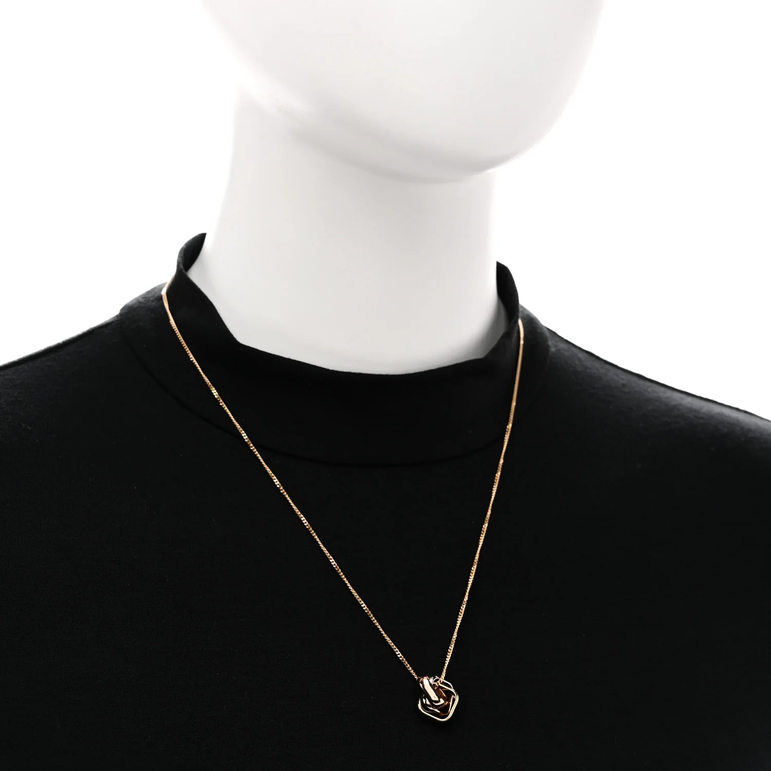 18K Pink Yellow White Gold Trinity Square Pendant Necklace - Image 2
