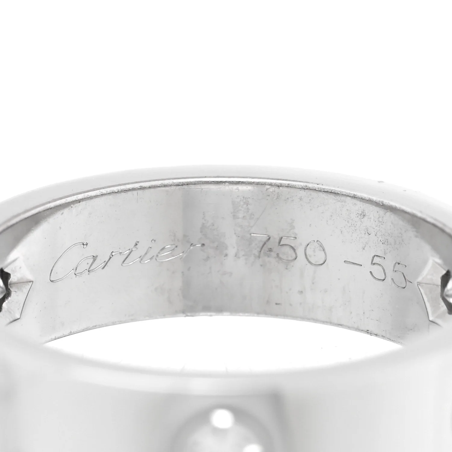 18K White Gold 3 Diamond 5.5mm LOVE Ring 56 7.5 - Image 4