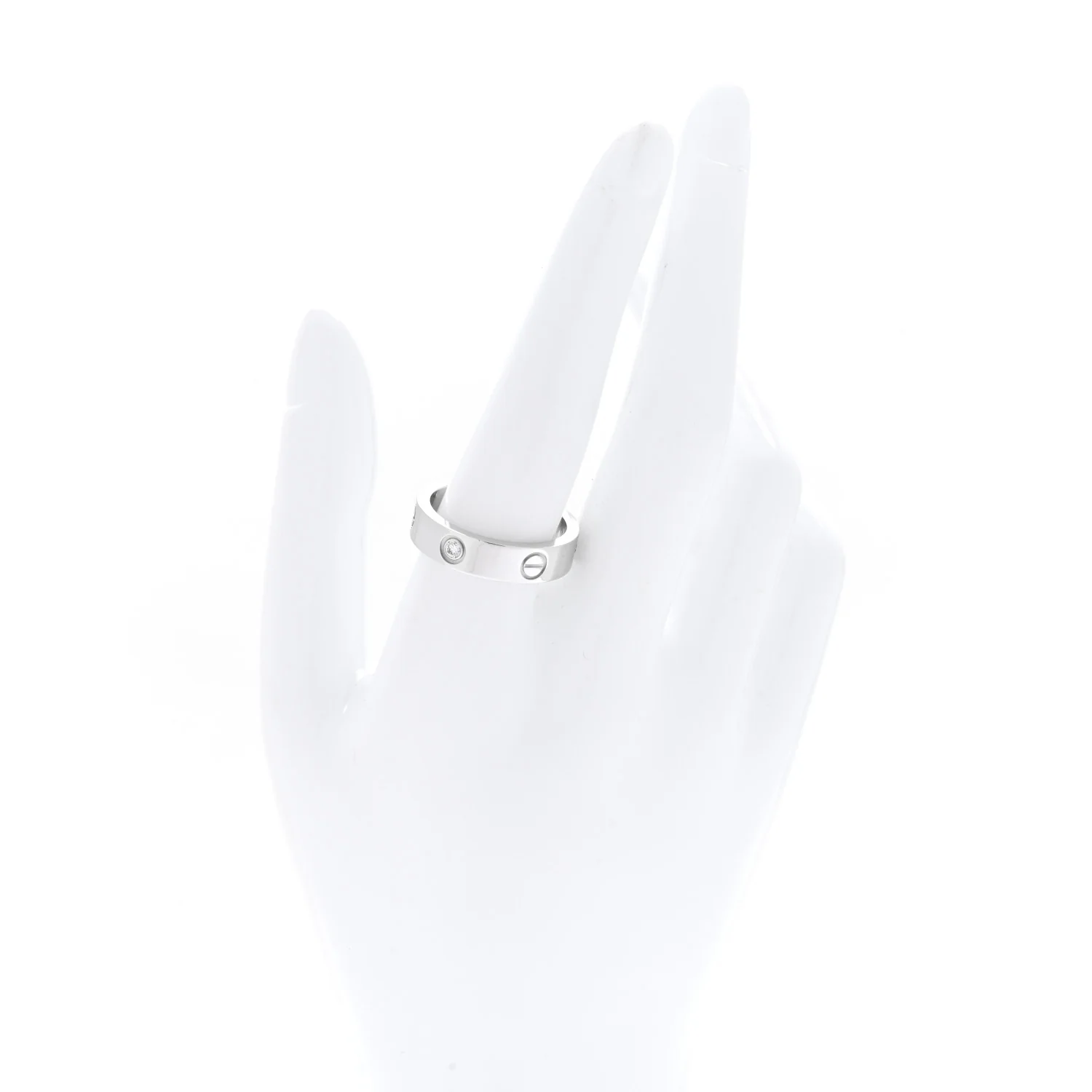 18K White Gold 3 Diamond 5.5mm LOVE Ring 61 9.5 - Image 2