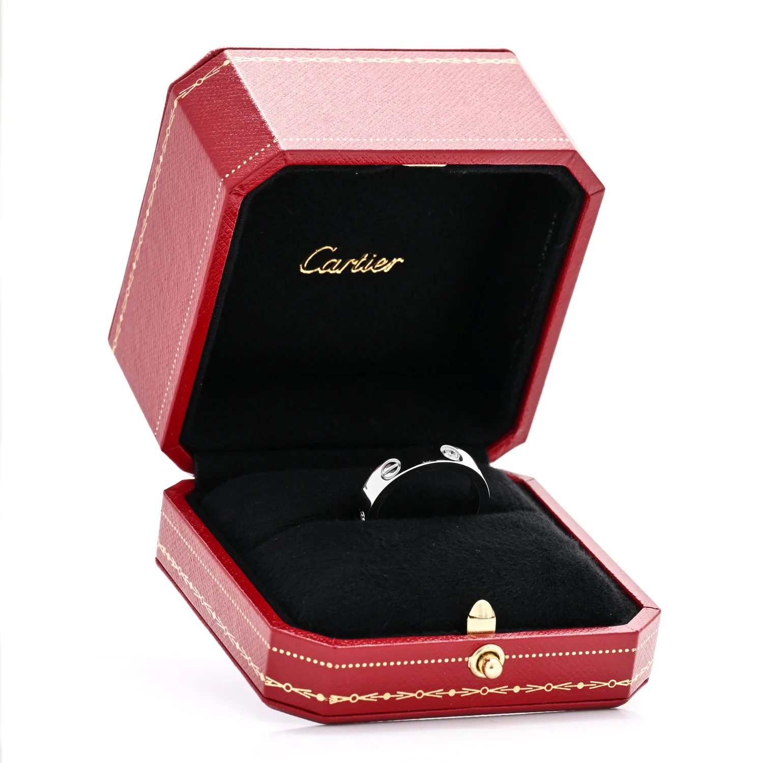 18K White Gold 3 Diamond 5.5mm LOVE Ring 61 9.5 - Image 6