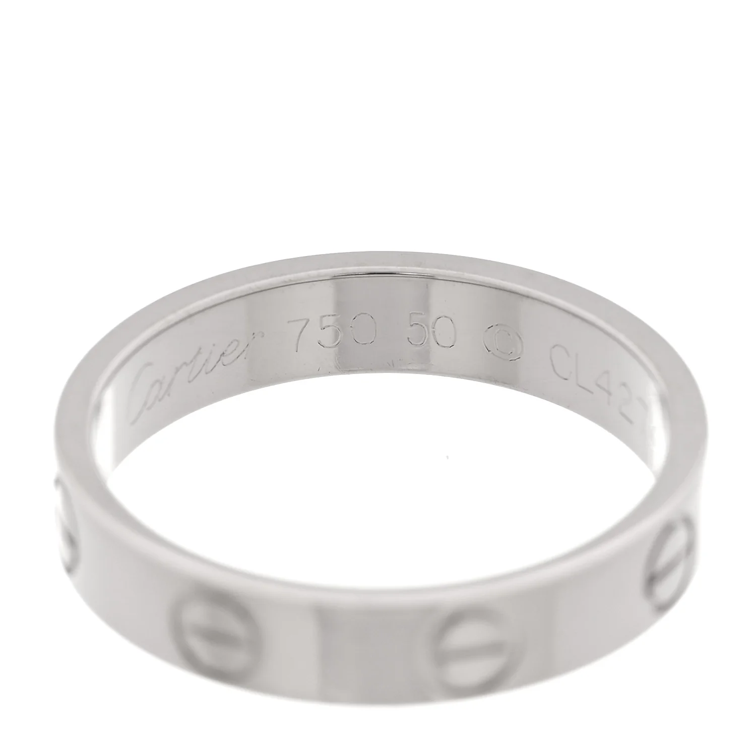 18K White Gold 3.5mm LOVE Wedding Band Ring 50 5.25 - Image 4