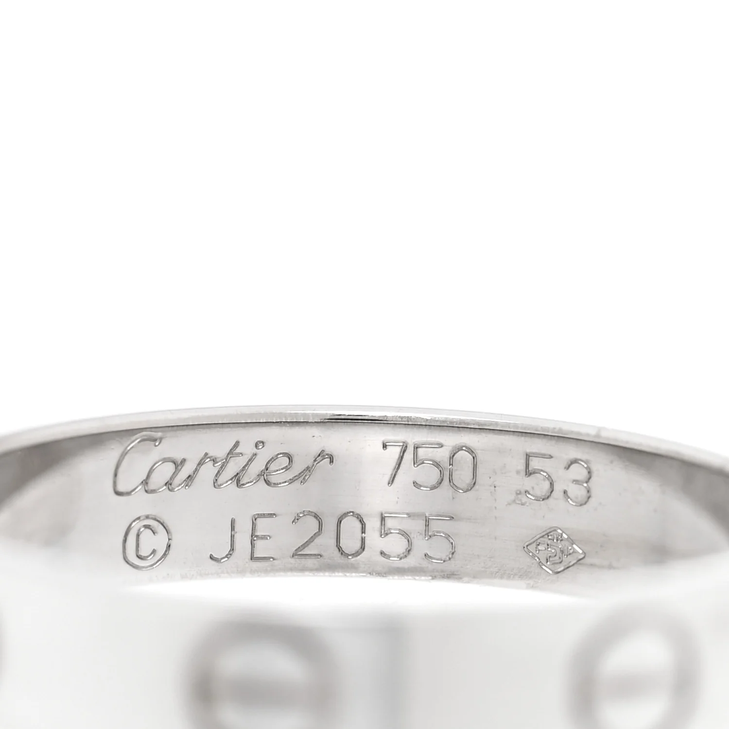 18K White Gold 3.5mm LOVE Wedding Band Ring 53 6.5 - Image 4