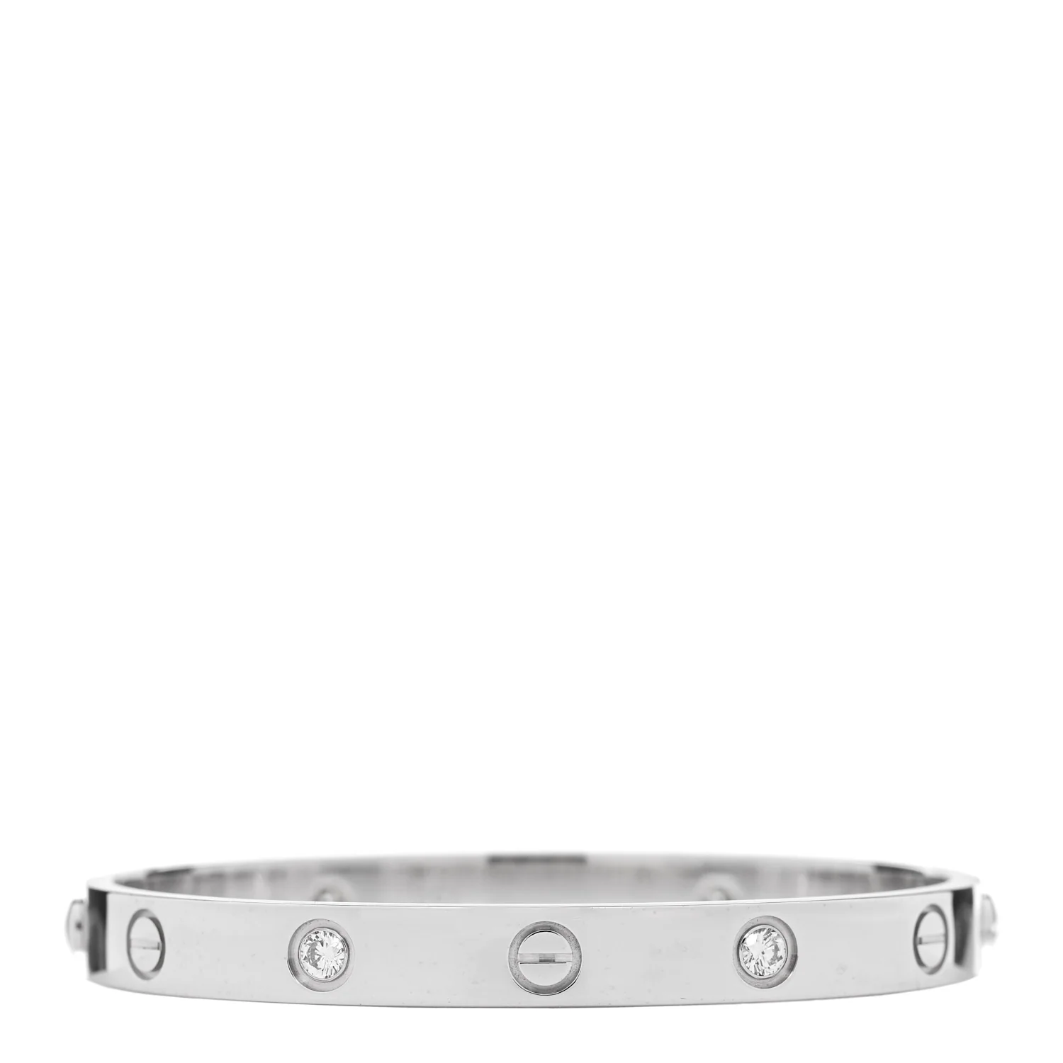 18K White Gold 4 Diamond LOVE Bracelet 16 - Image 2