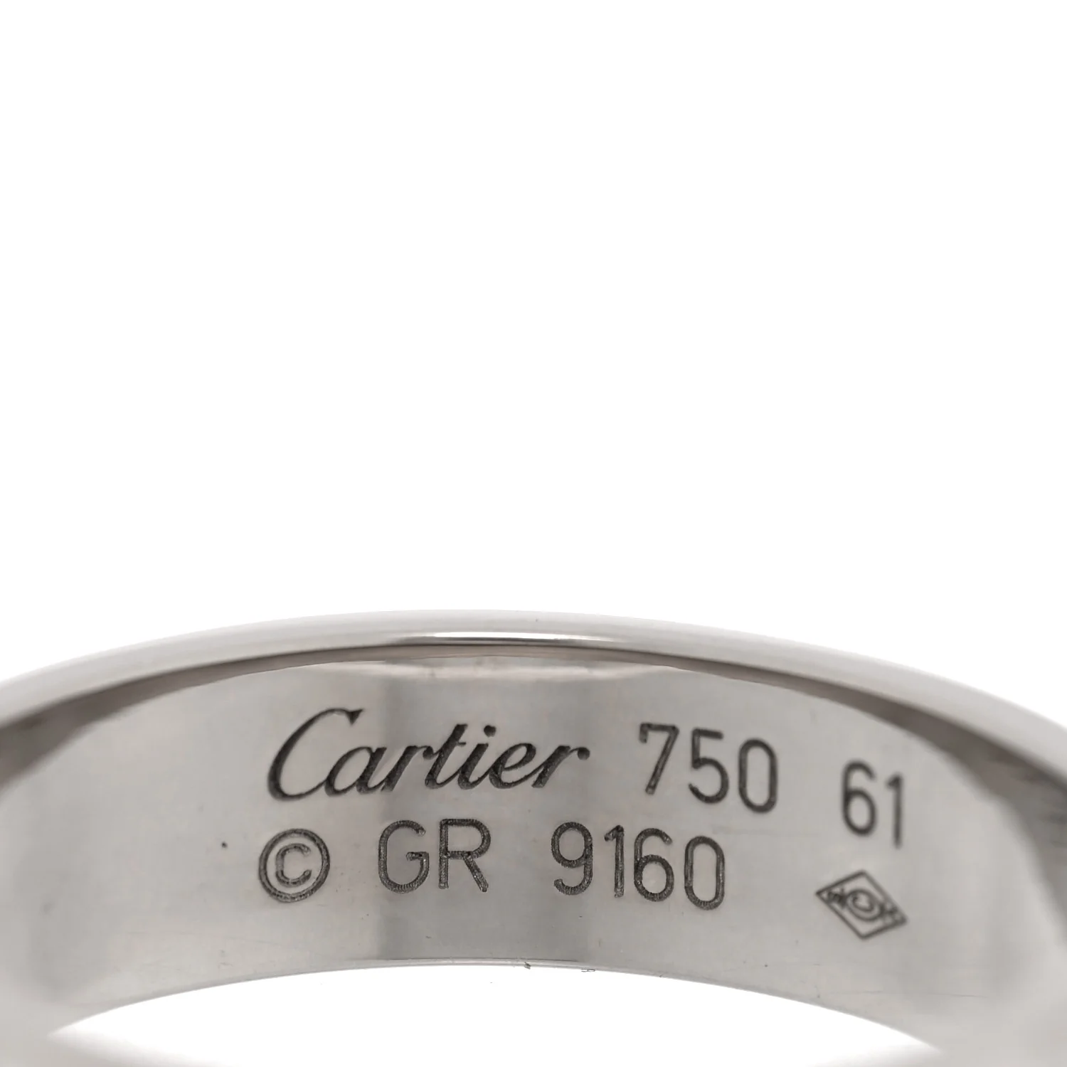 18K White Gold 5.5mm LOVE Ring 61 9.5 - Image 4