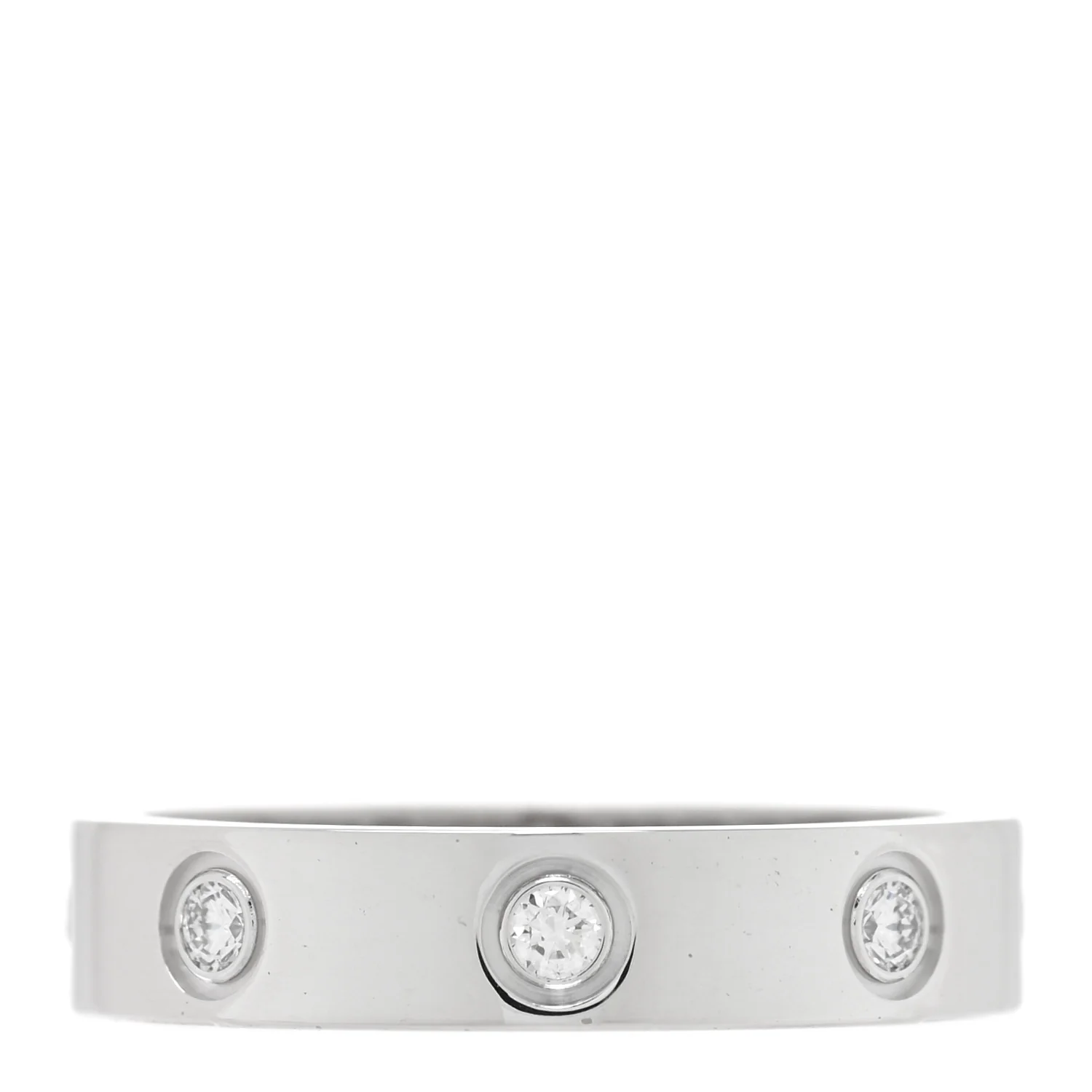 18K White Gold 8 Diamond 4mm Wedding Band LOVE Ring 51 5.75