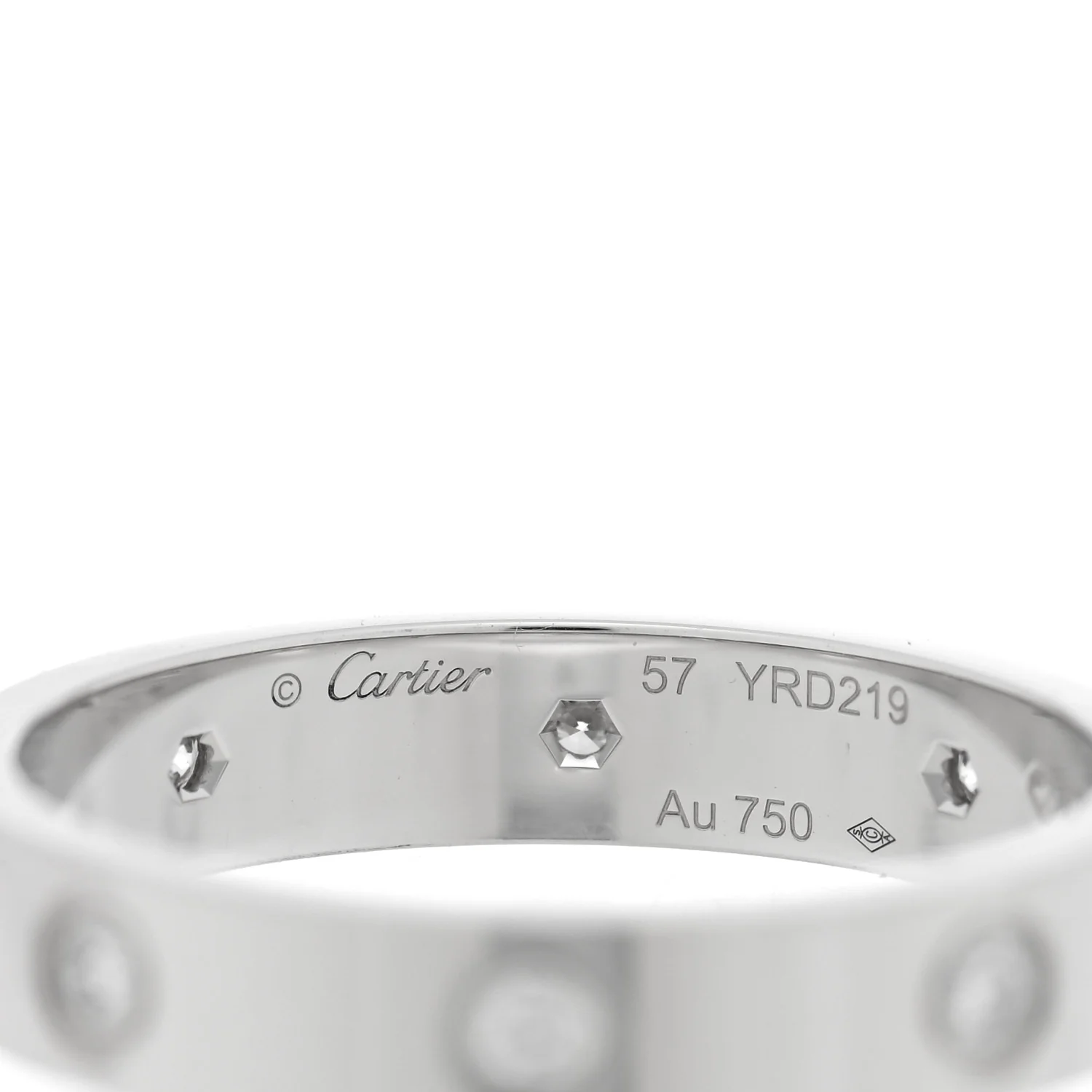 18K White Gold 8 Diamond 4mm Wedding Band LOVE Ring 57 8 - Image 4