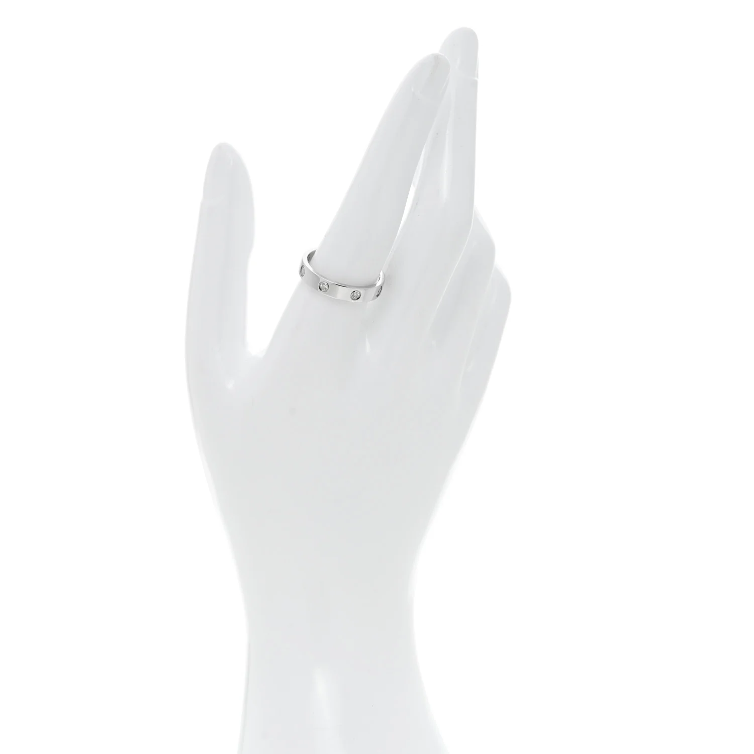 18K White Gold 8 Diamond 4mm Wedding Band LOVE Ring 59 8.75 - Image 2